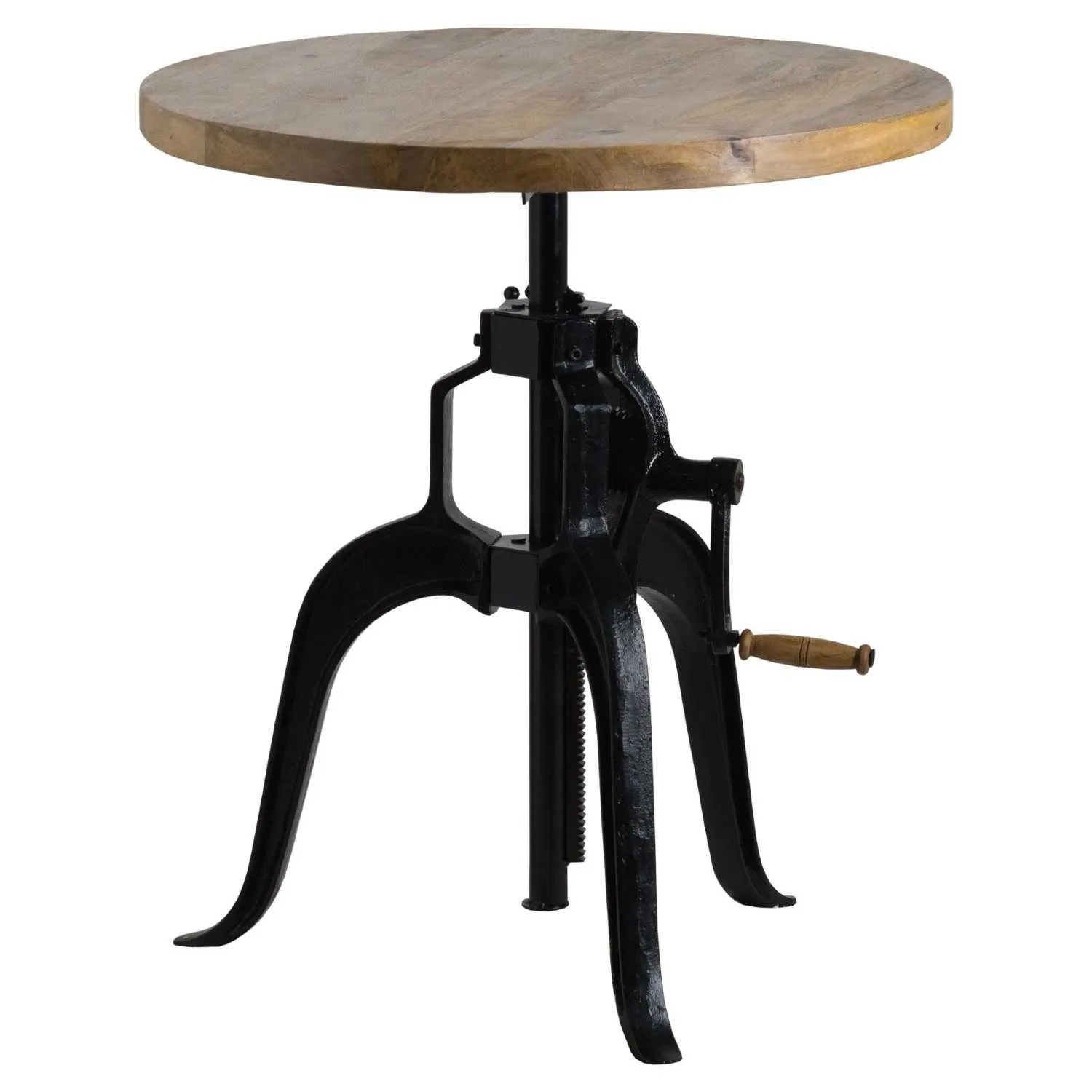 Industrial Rustic Height Adjustable Crank Bar Bistro Table Wooden Top