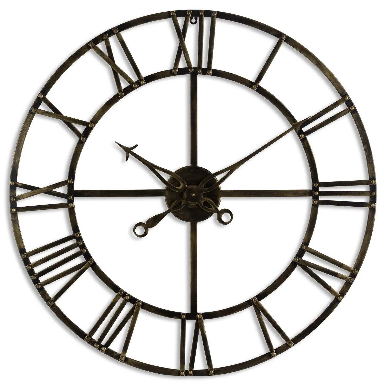 Antique Brass Roman Numerals Vintage Style Skeleton Wall Clock 80cm
