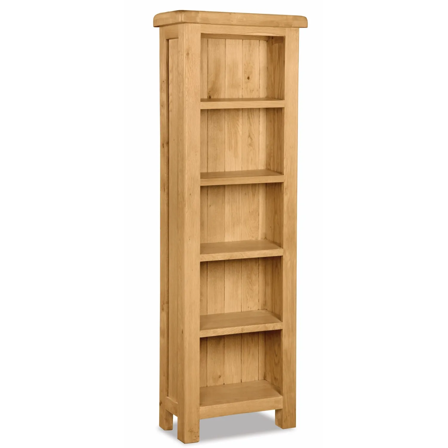 Rustic Solid Oak Slim Tall Bookcase