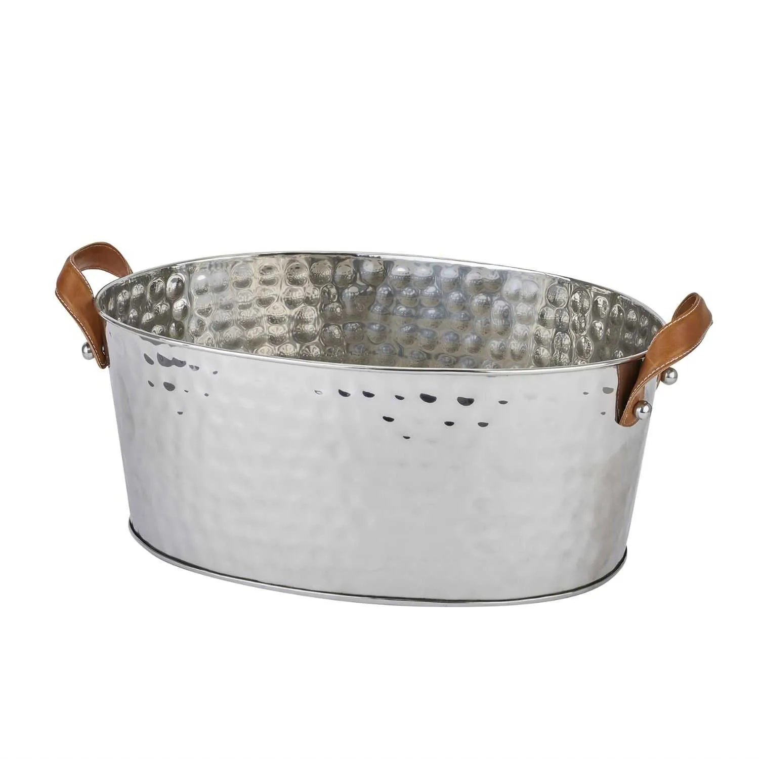 Silver Large Leather Handled Champagne Cooler
