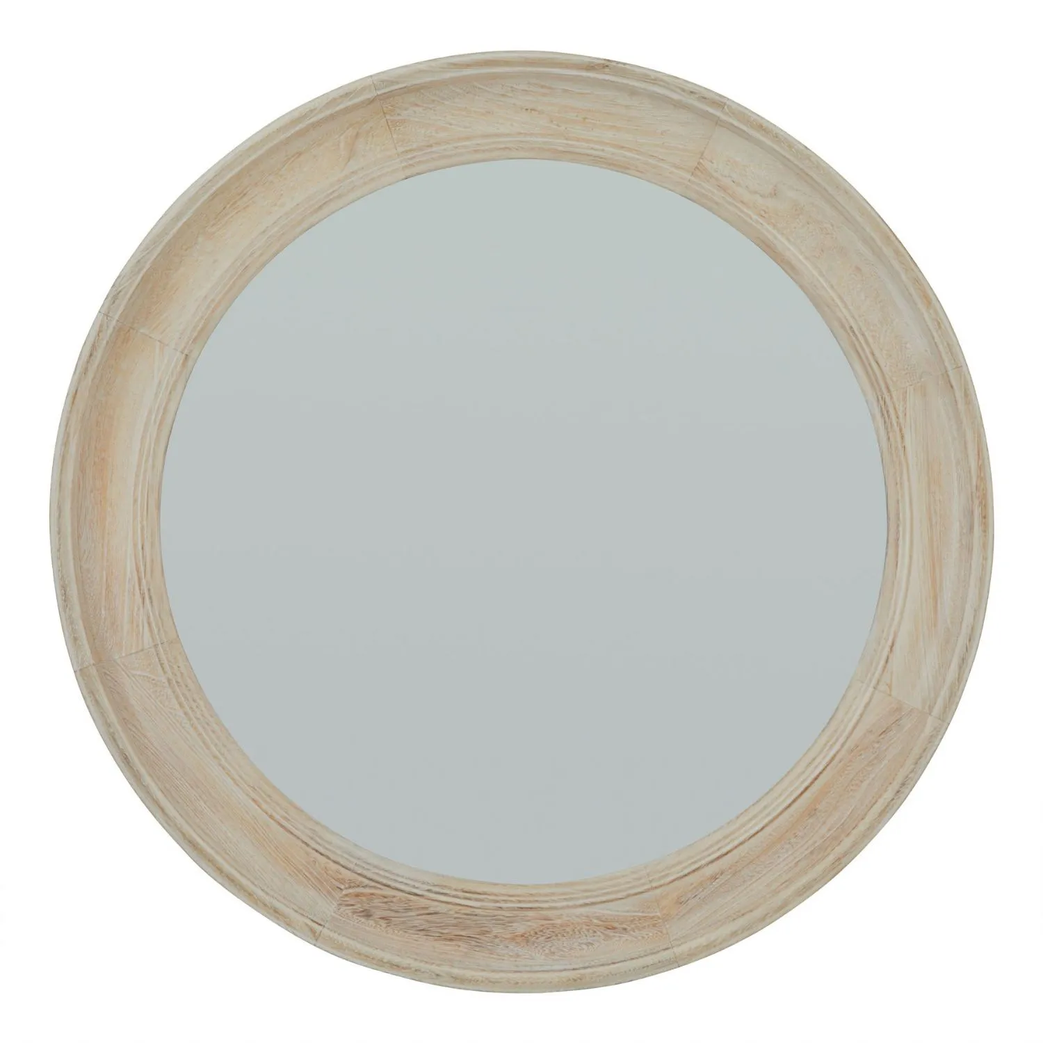 Washed Wood Round Framed Mirror