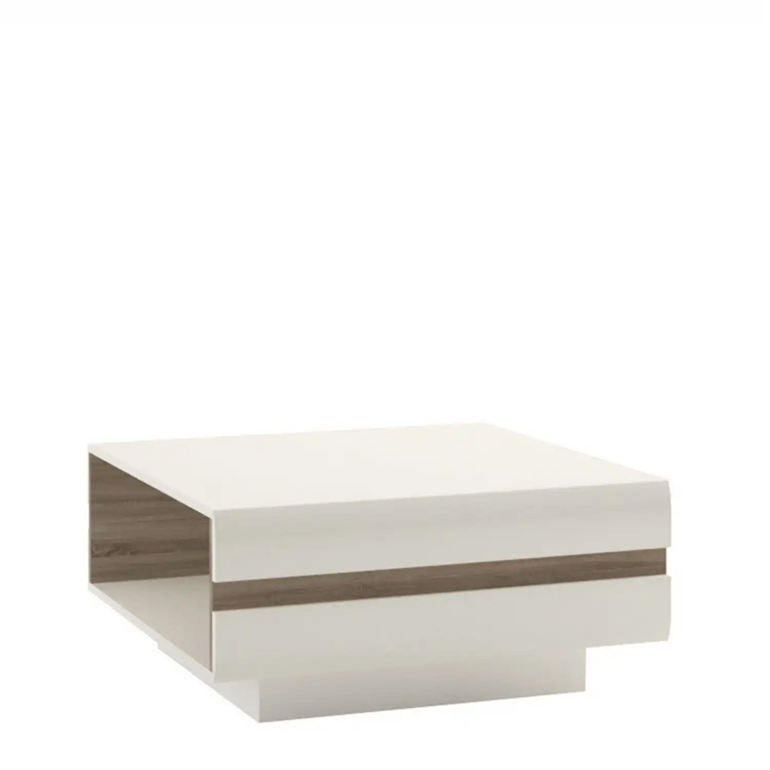 Living Small Designer Coffee Table in white With an Truffle Oak Trim