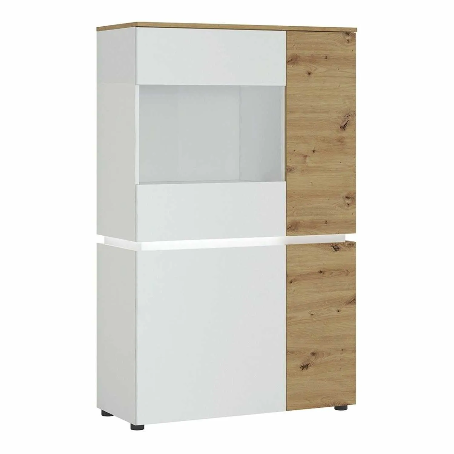 Luci 4 door low display cabinet in White and Oak