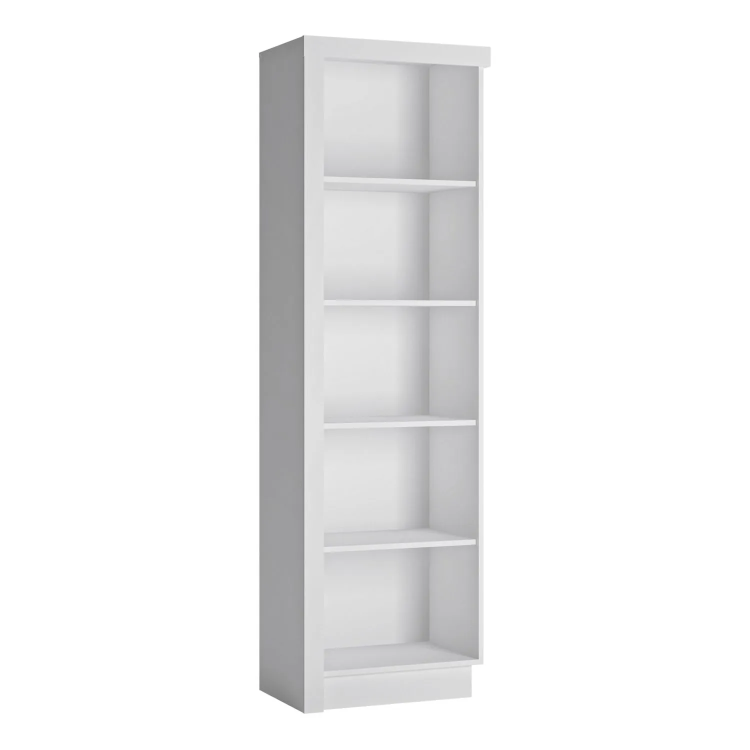 White and High Gloss Narrow Tall Bookcase (RH)