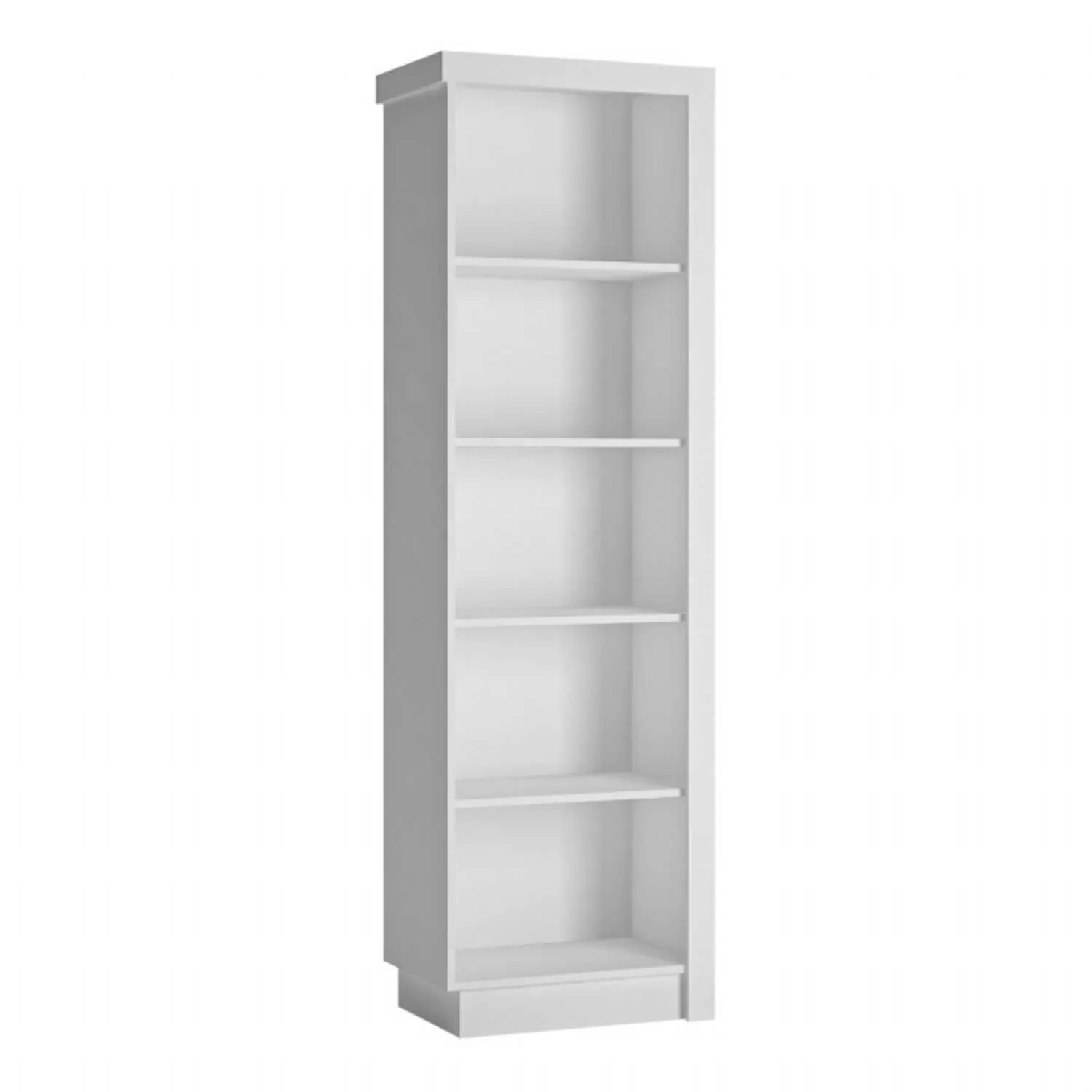 White and High Gloss Narrow Tall Bookcase (LH)
