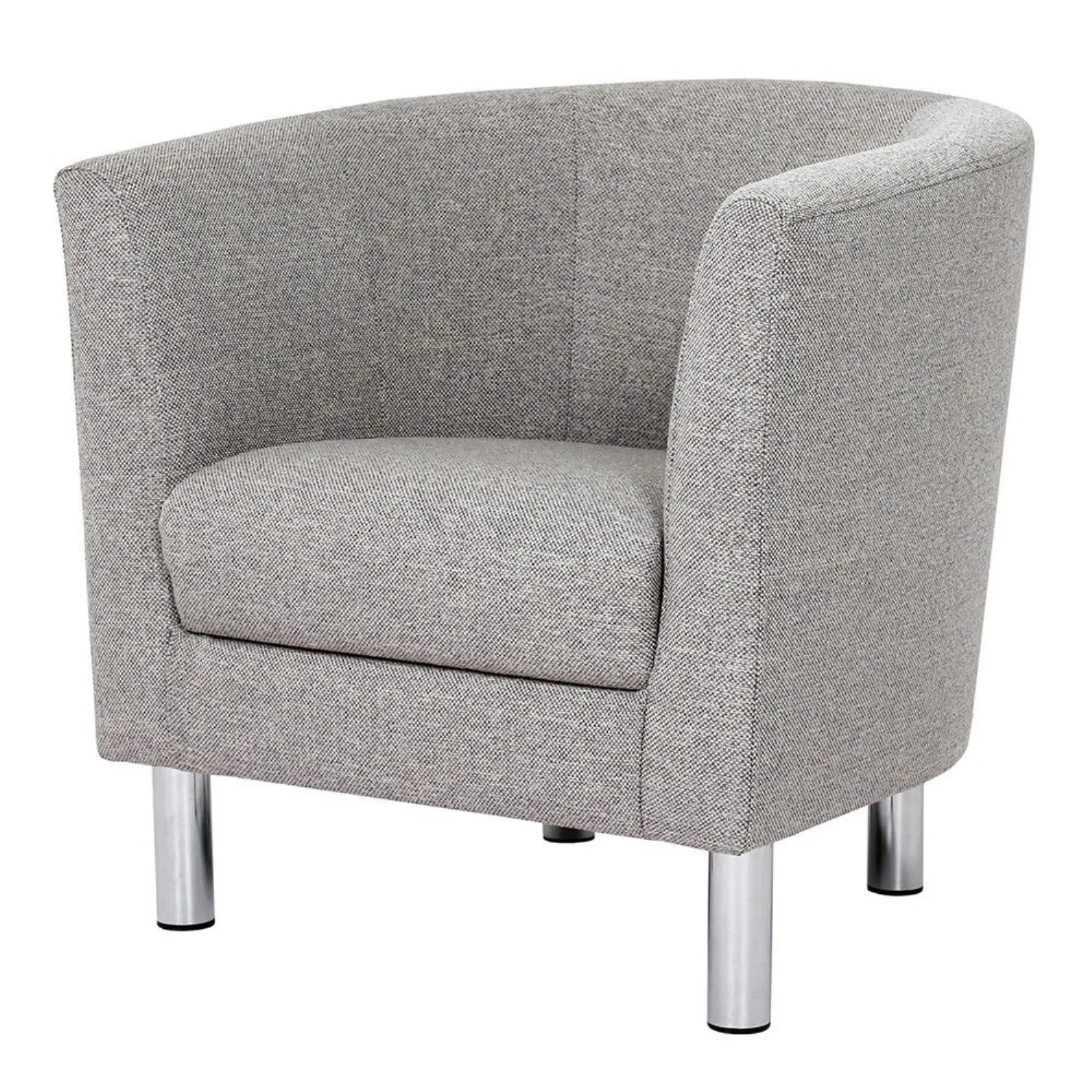 Modern Light Pale Grey Fabric Armchair on Chrome Metal Legs