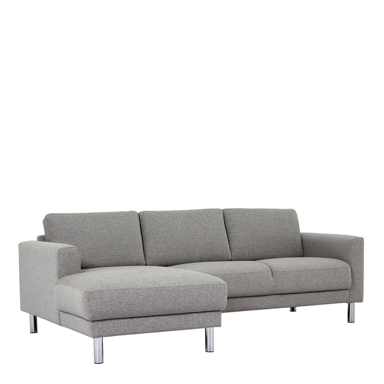 Nova Light Grey Fabric Left Hand Corner Chaise Sofa on Chrome Metal Legs