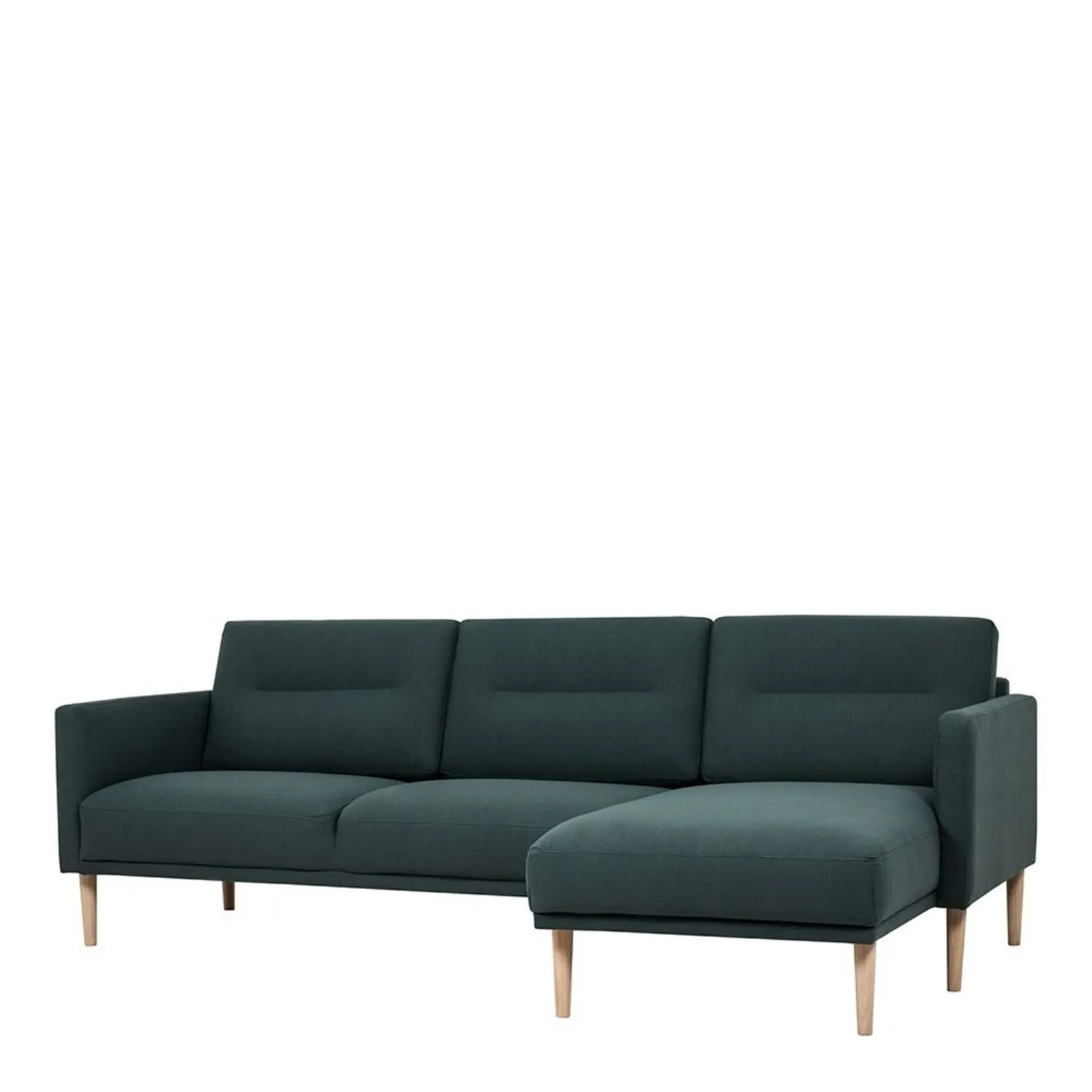 Dark Green Fabric Right Hand Corner Sofa Chaise on Oak Legs