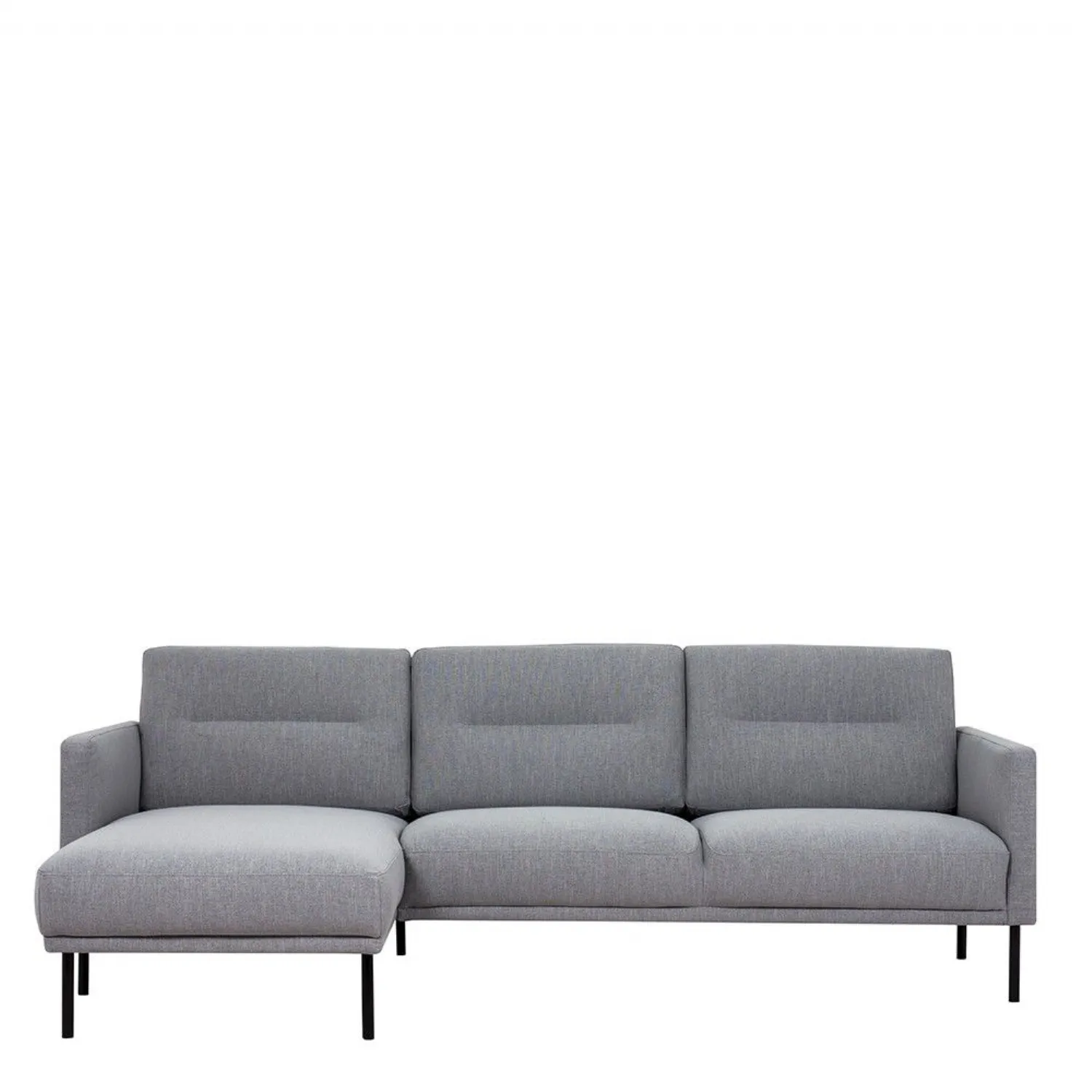 Pale Grey Fabric Left Hand Corner Sofa Chaise on Black Metal Legs
