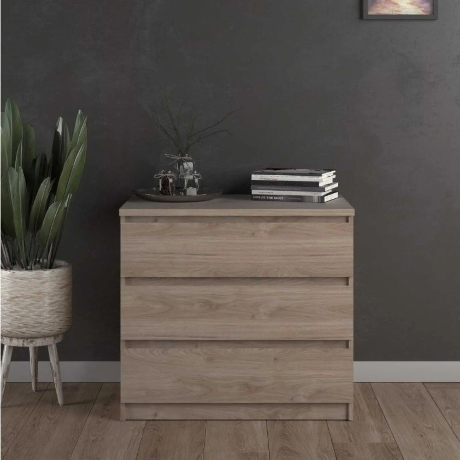 Small Chest of 3 Drawers in Jackson Hickory Oak Effect Finish