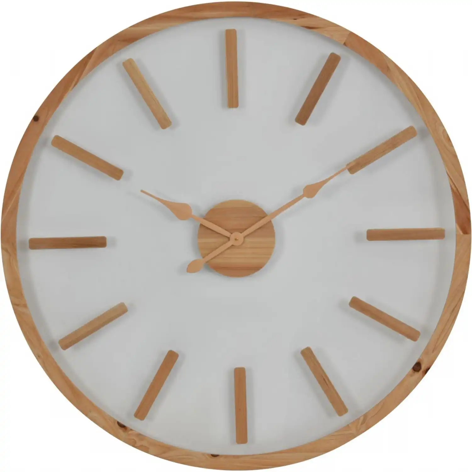 Floating Natural Wooden Round Wall Clock 100cm