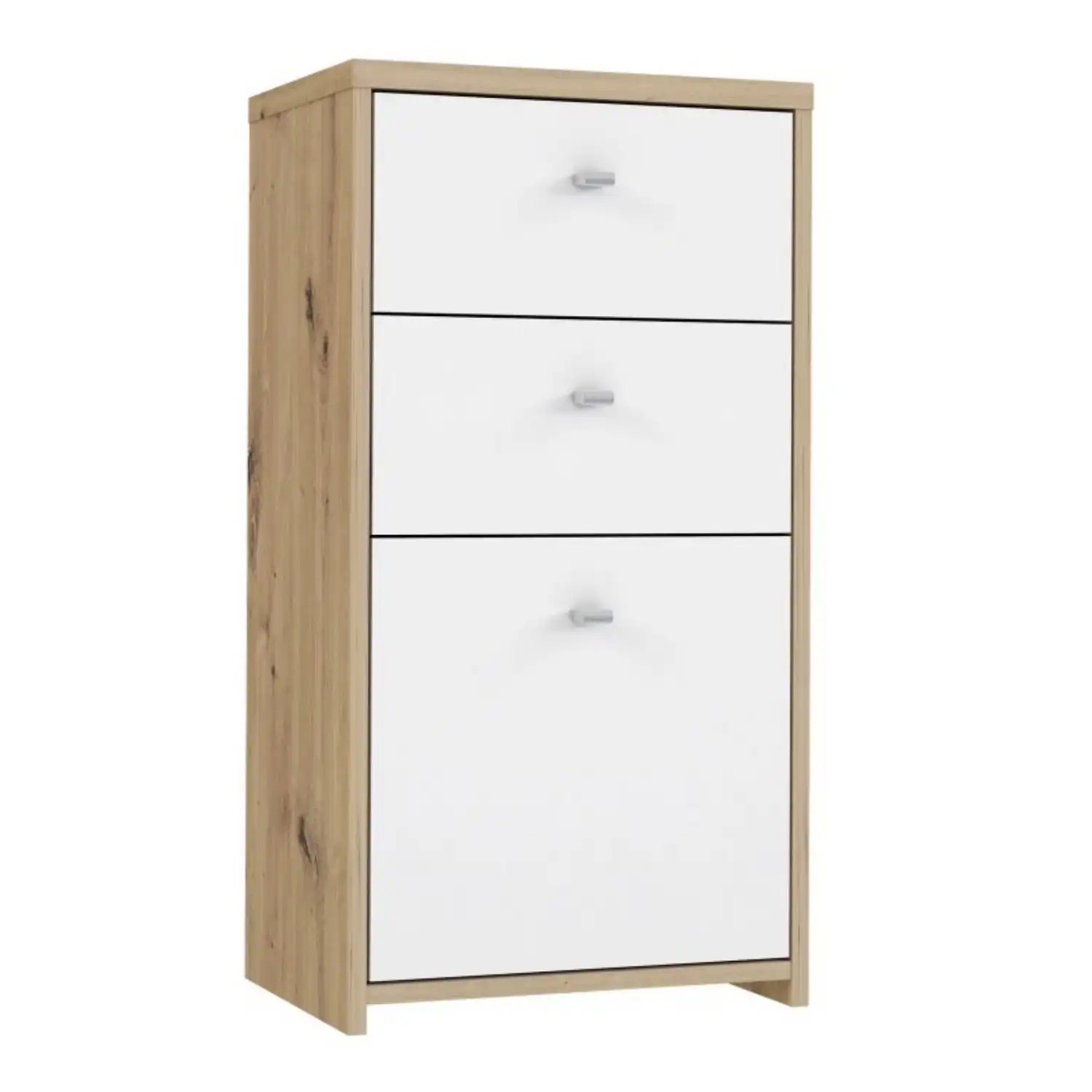 Best Chest Storage Cabinet 2 Drawers 1 Door in Artisan Oak White