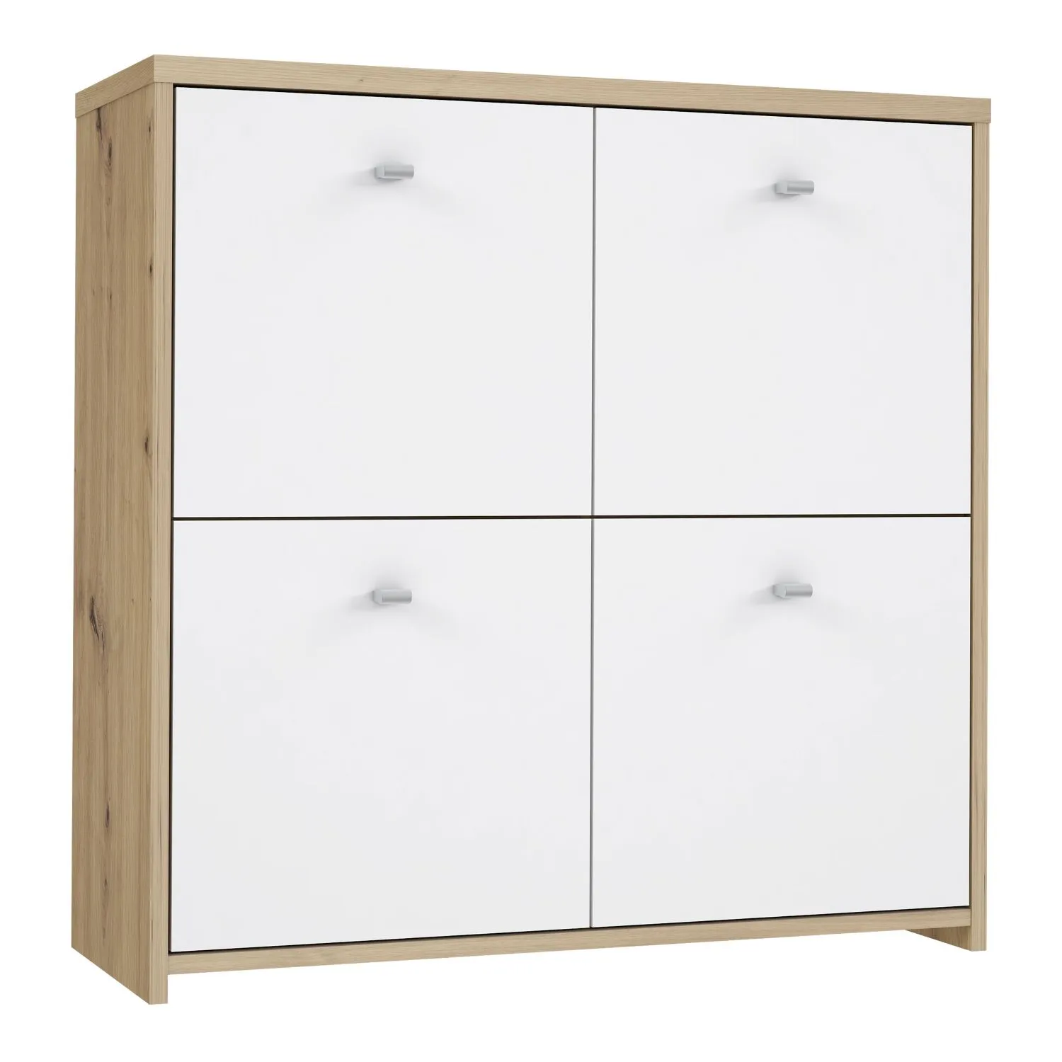 Best Chest Storage Cabinet with 4 Doors in Artisan Oak White