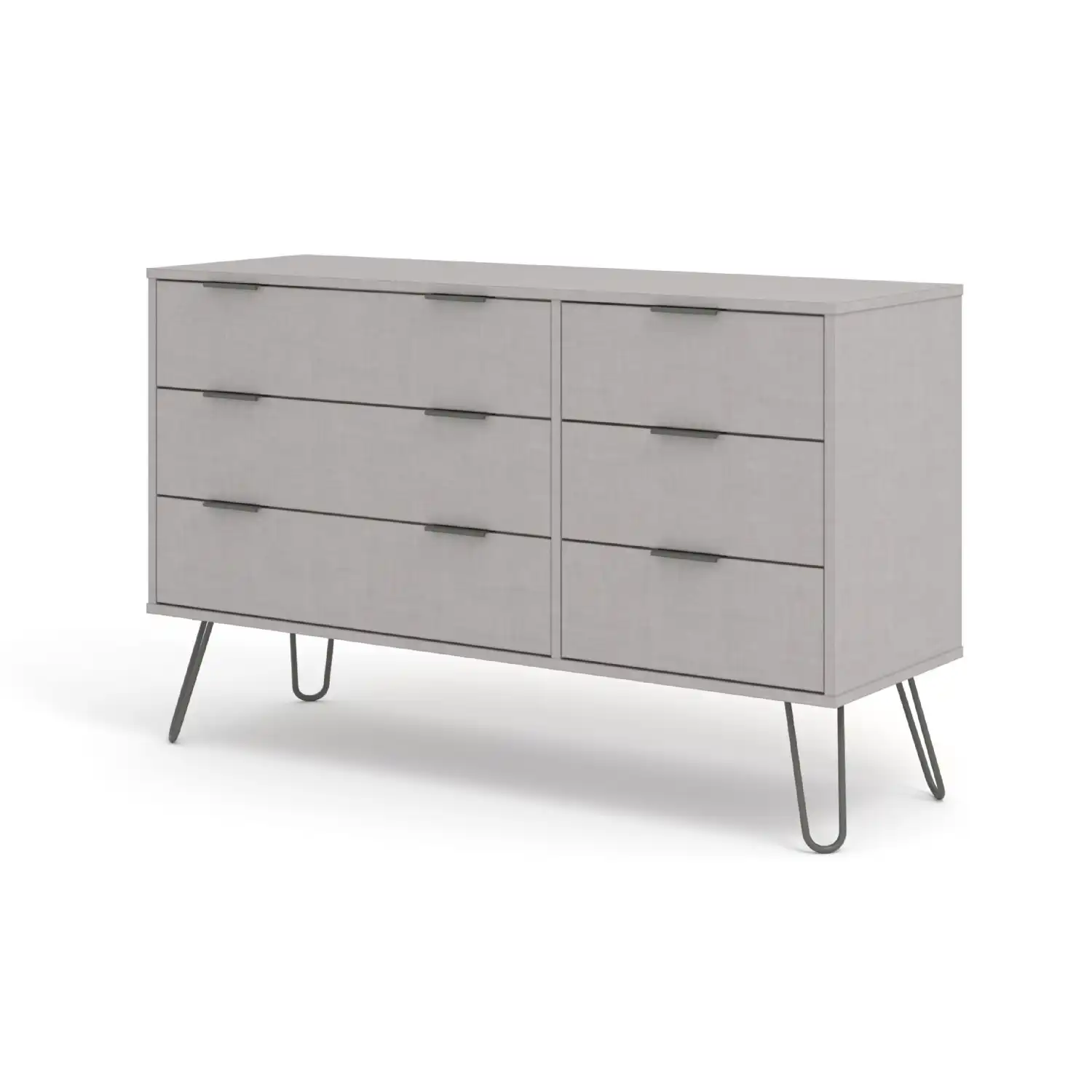 Core Modern Industrial Textured Grey 3+3 Drawer Wide Chest of Drawers