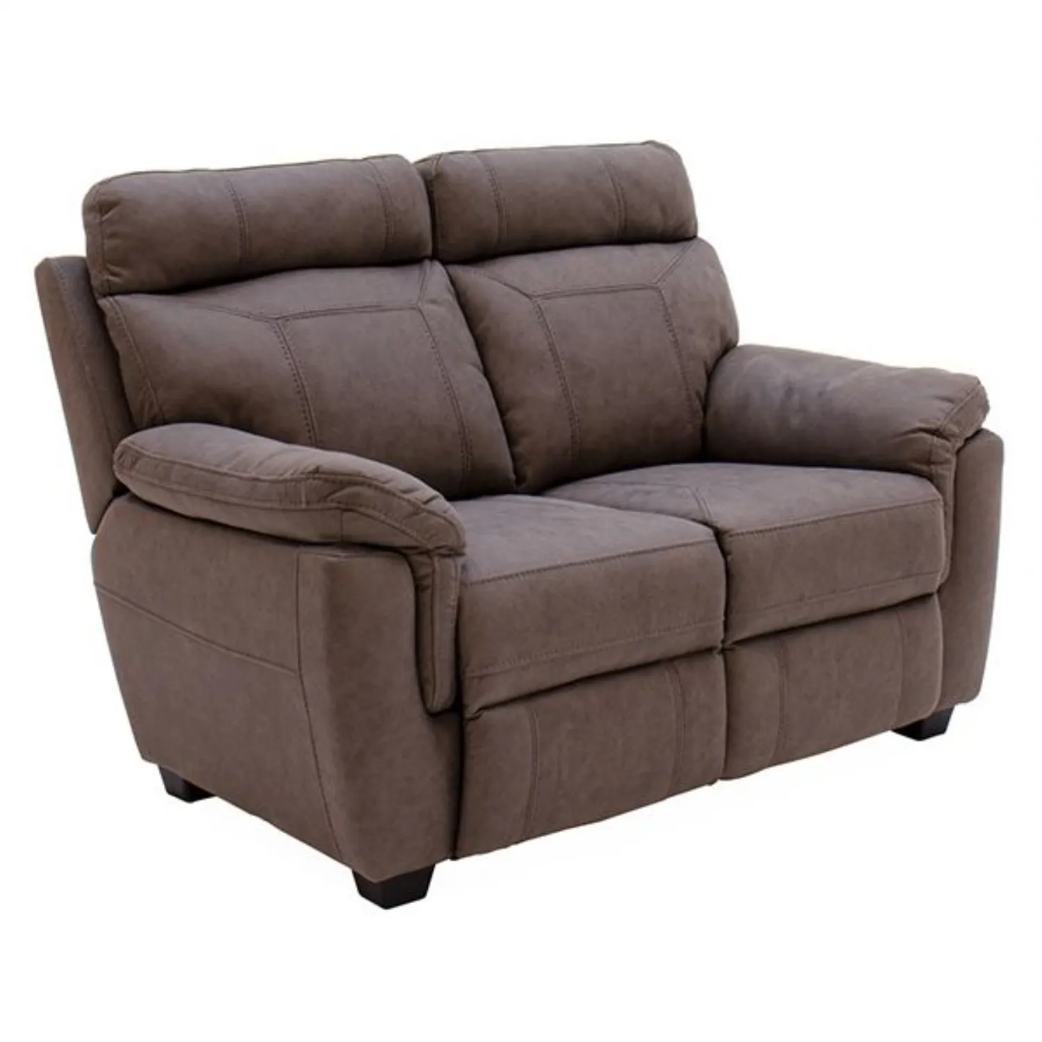 Brown Fabric 2 Seater Sofa with Contrast Stitching