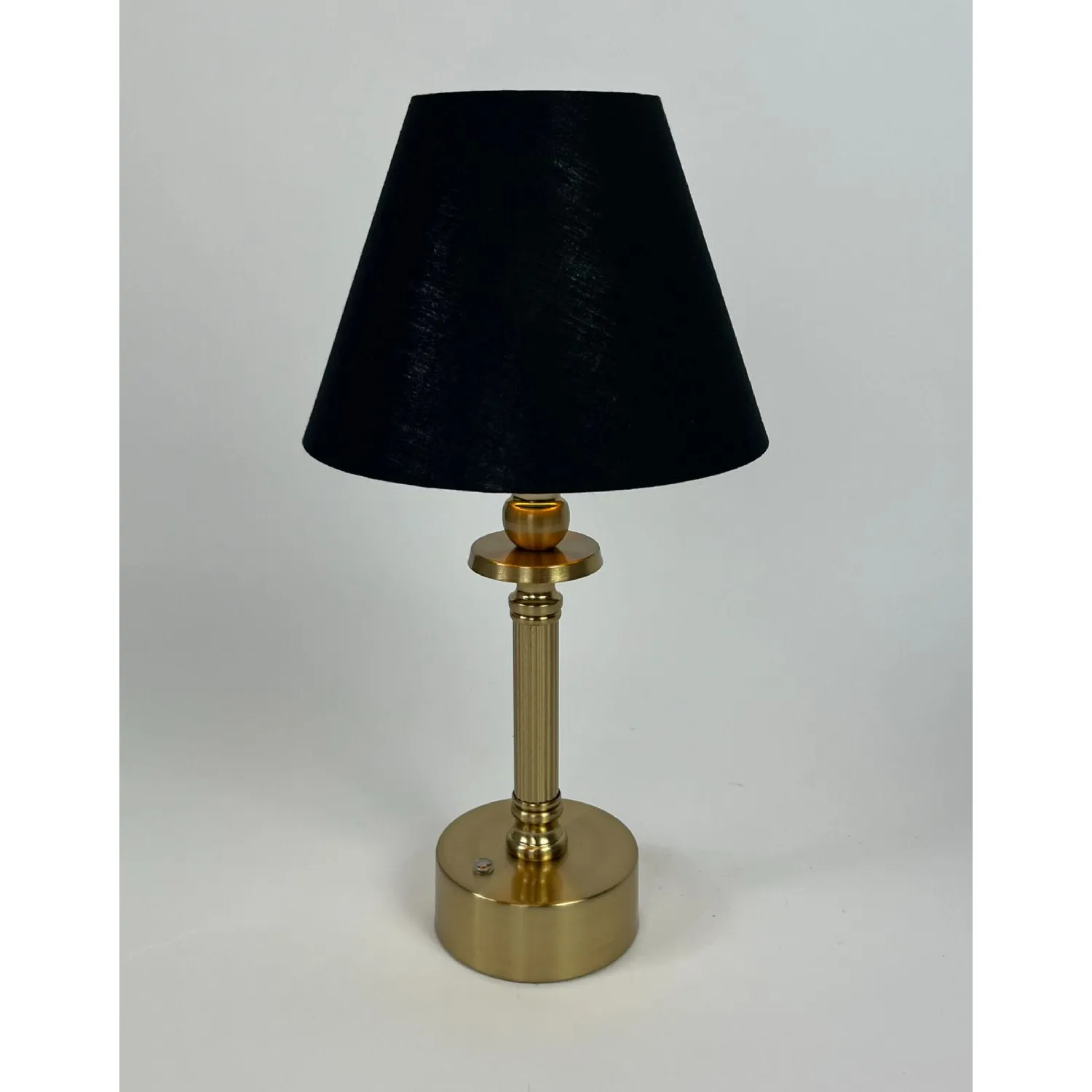 Brass Cordless Rechargeable Table Lamp With Black Shade