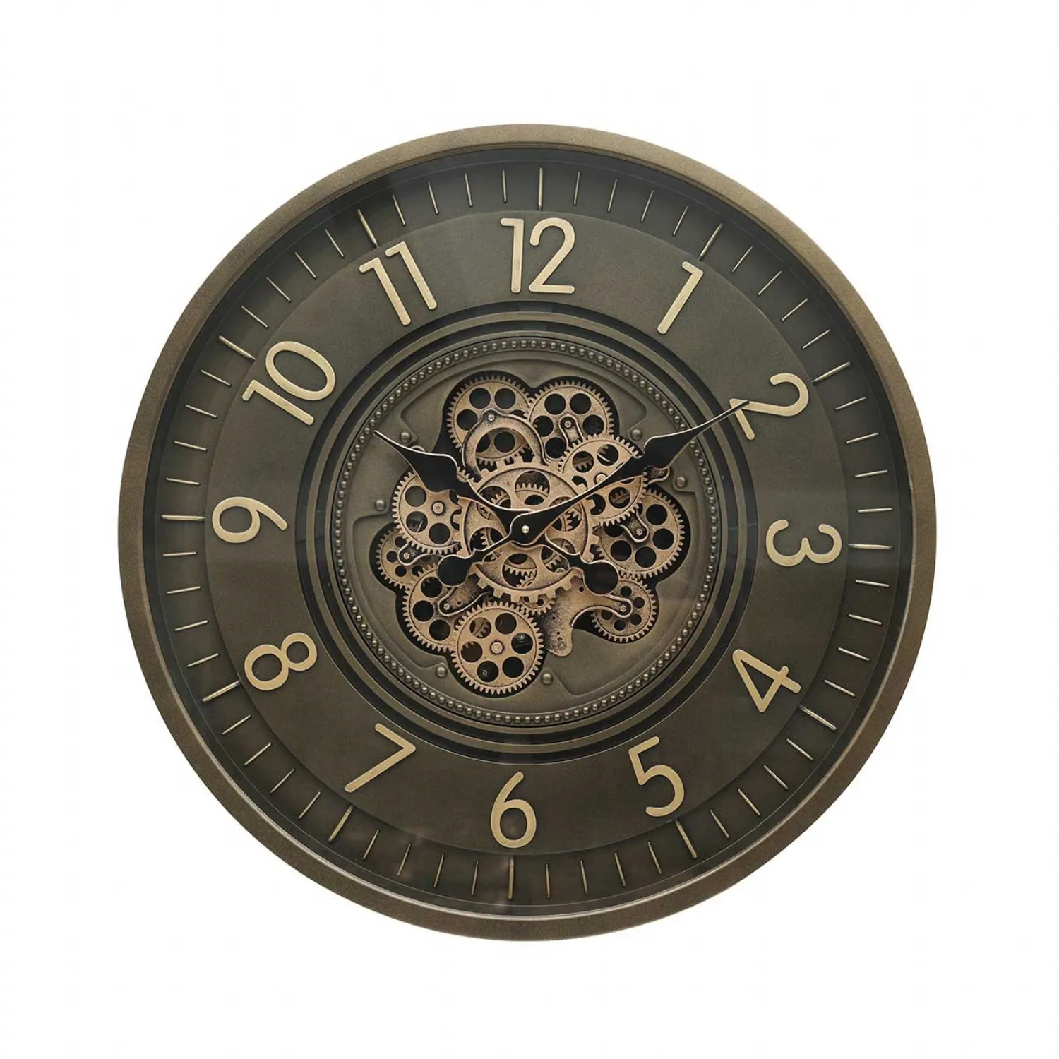 66cm Coffee Brown Gears Wall Clock