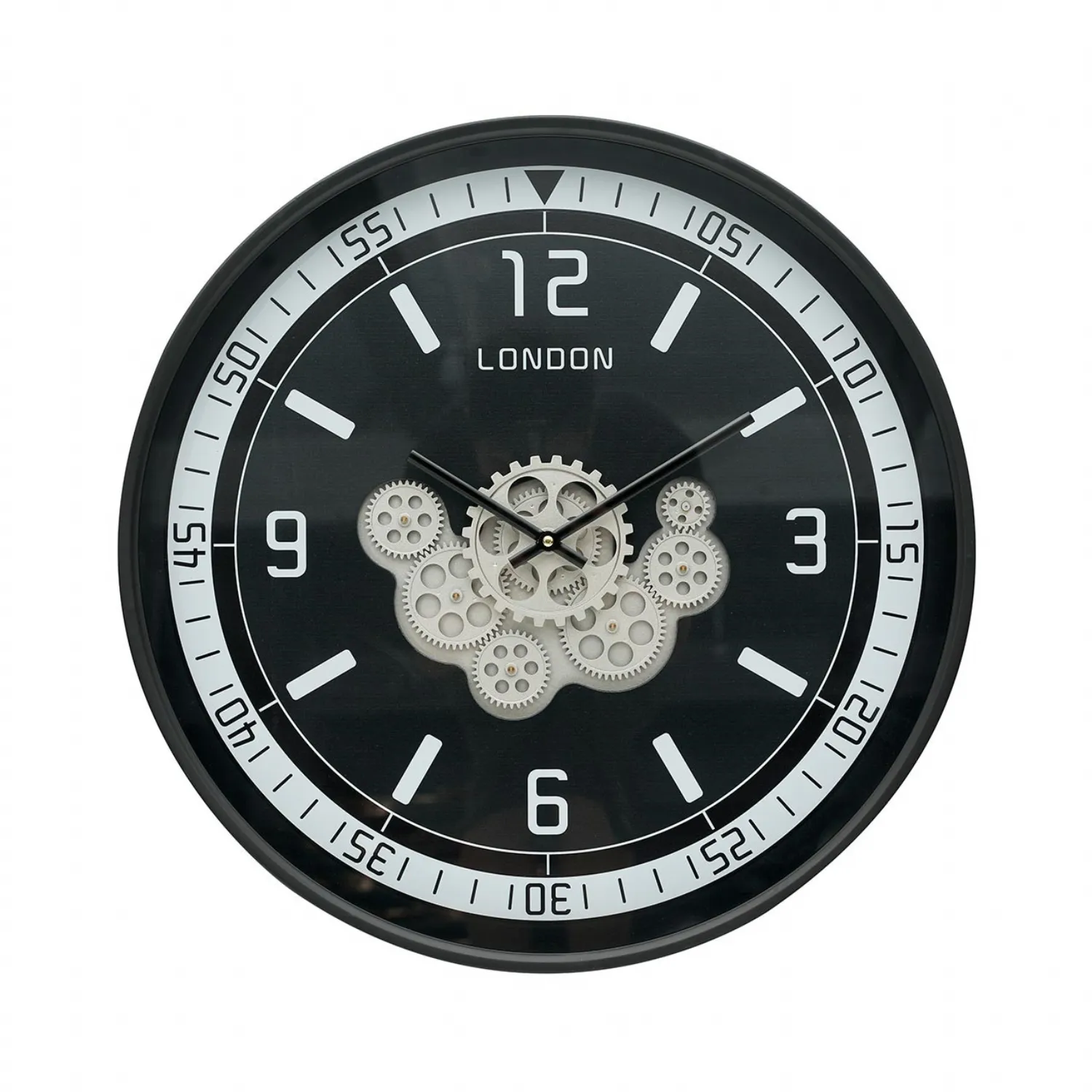60cm Black Gears Wall Clock