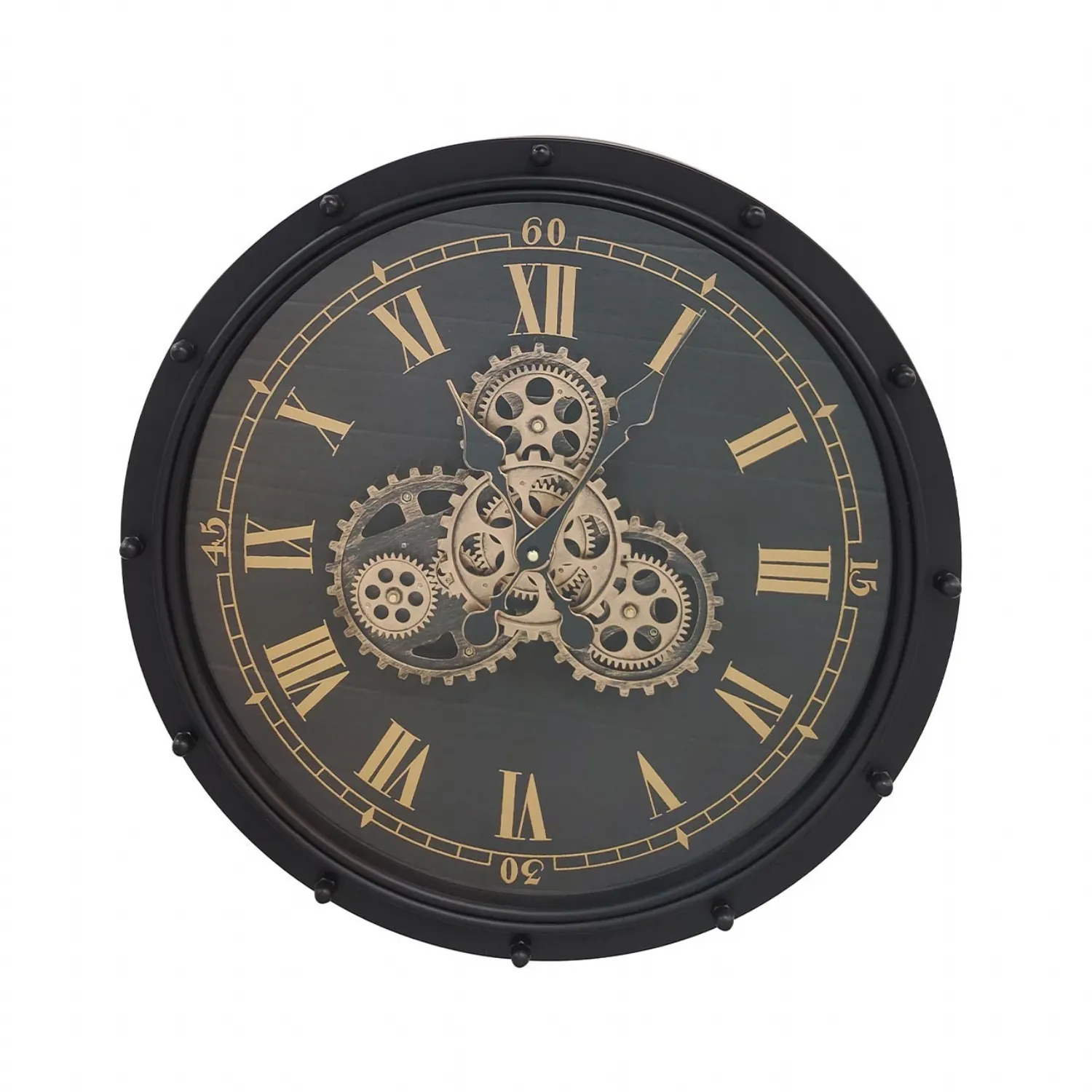 50cm Black And Gold Gears Wall Clock