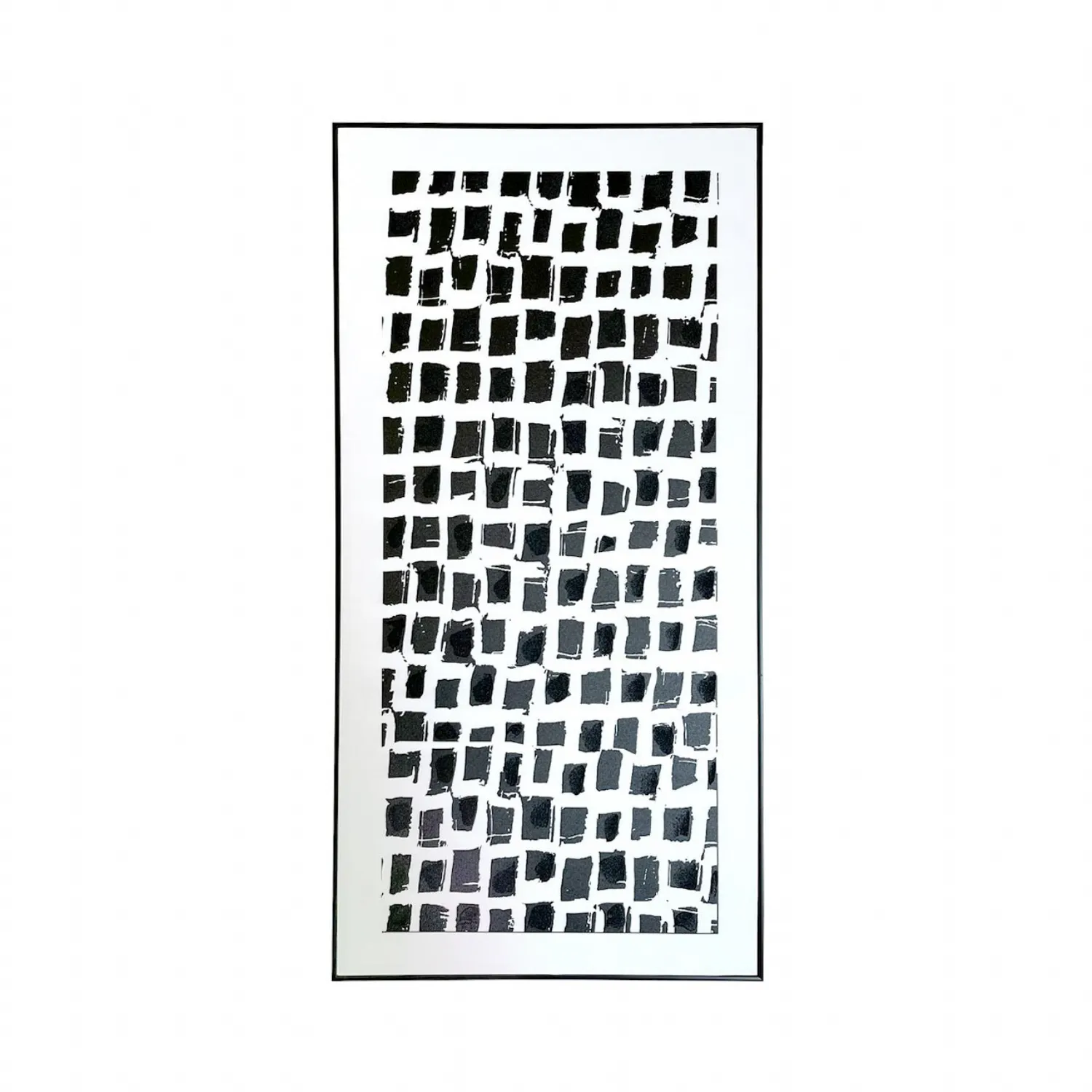72x142 Framed Black And White Abstract Canvas