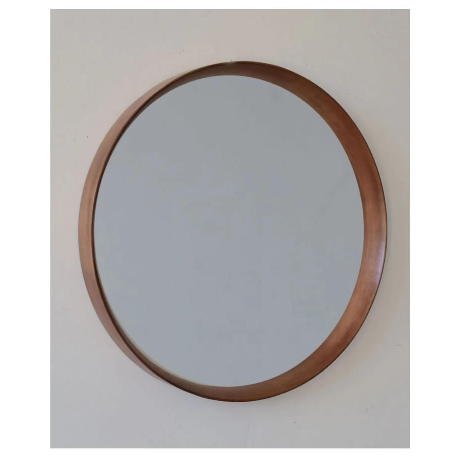Large Round Oak Wood Framed Dovetail Wall Mirror