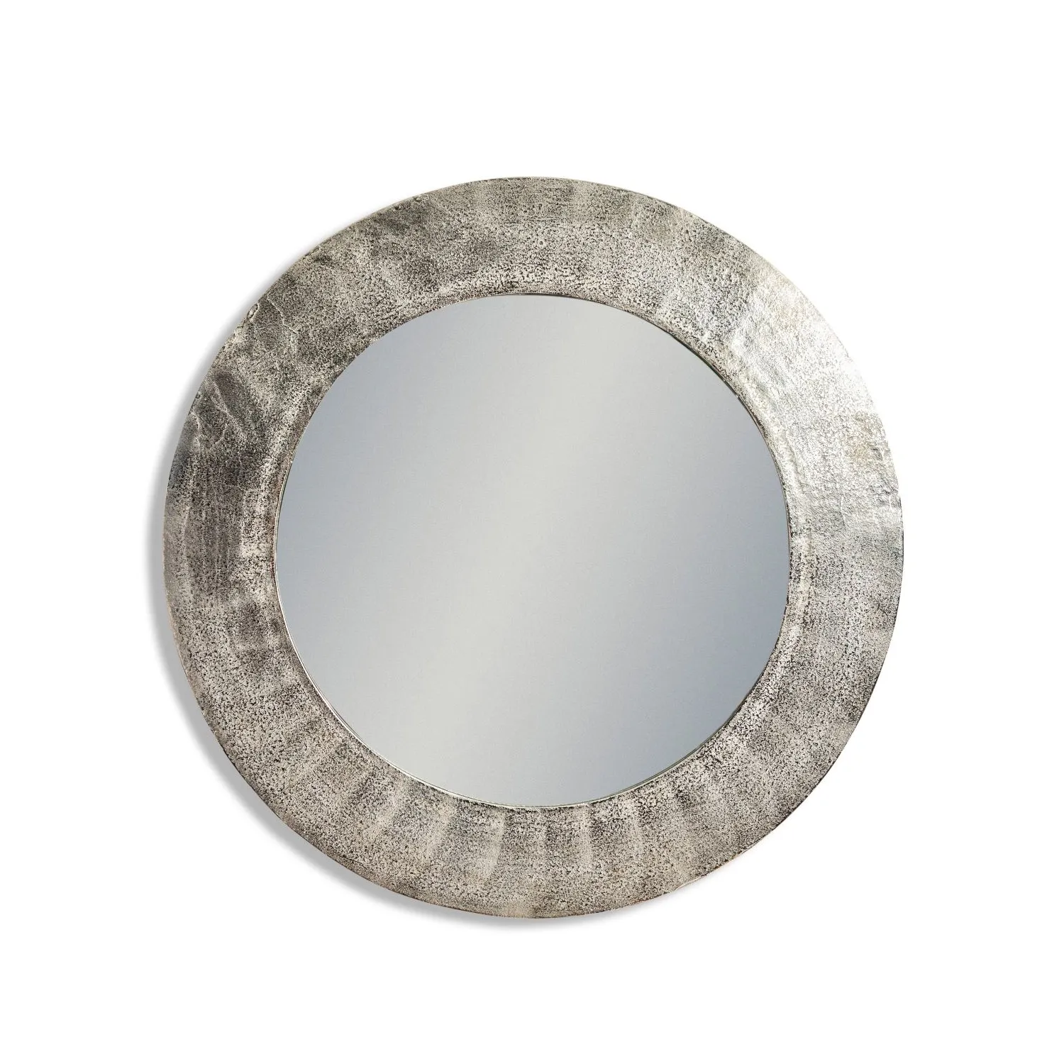 Large Round Raw Nickel Aluminium Wall Mirror