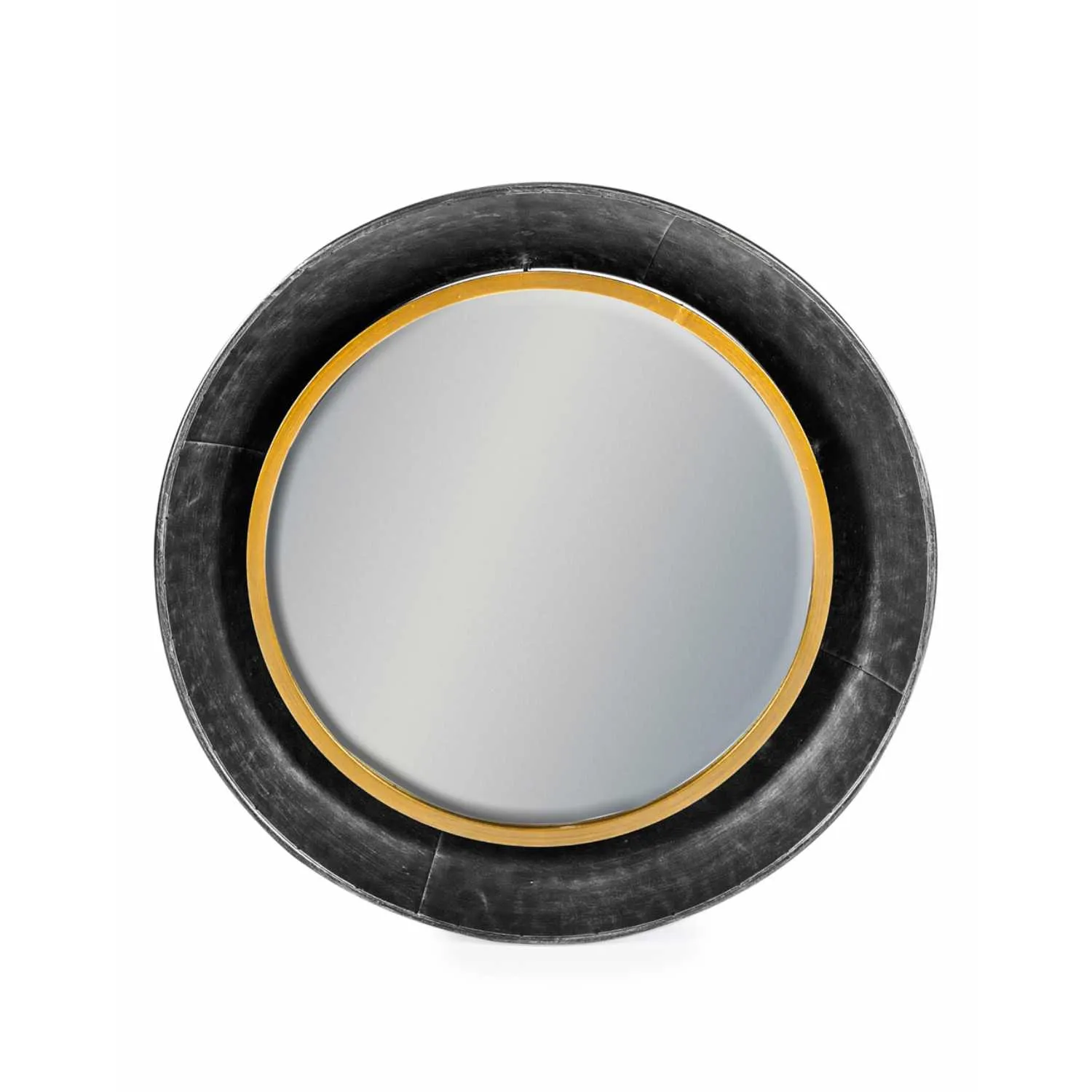 Black and Bronze Round Wall Mirror 60cm Diameter