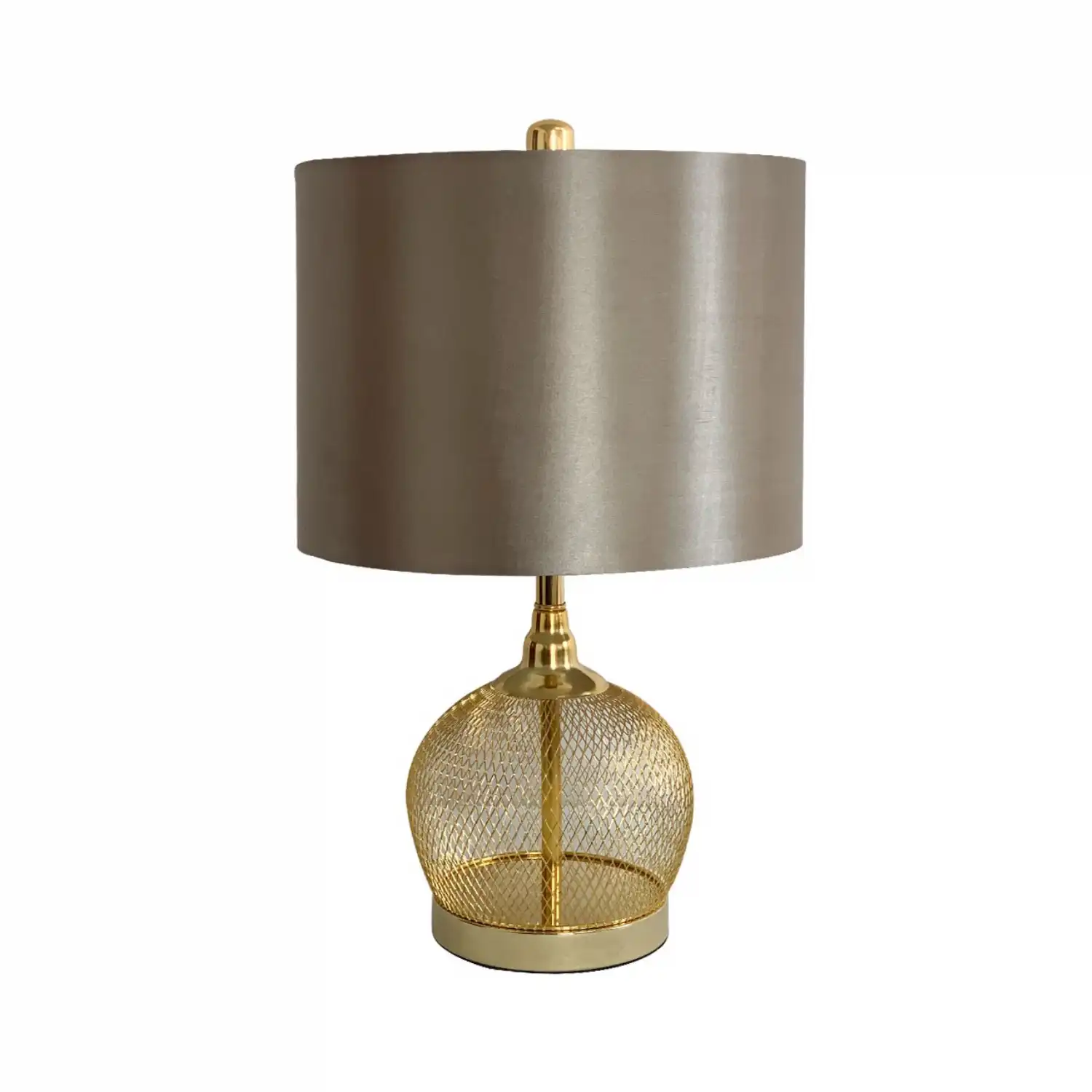 46cm Gold Wire Mesh Table Lamp Champagne Satin Shade