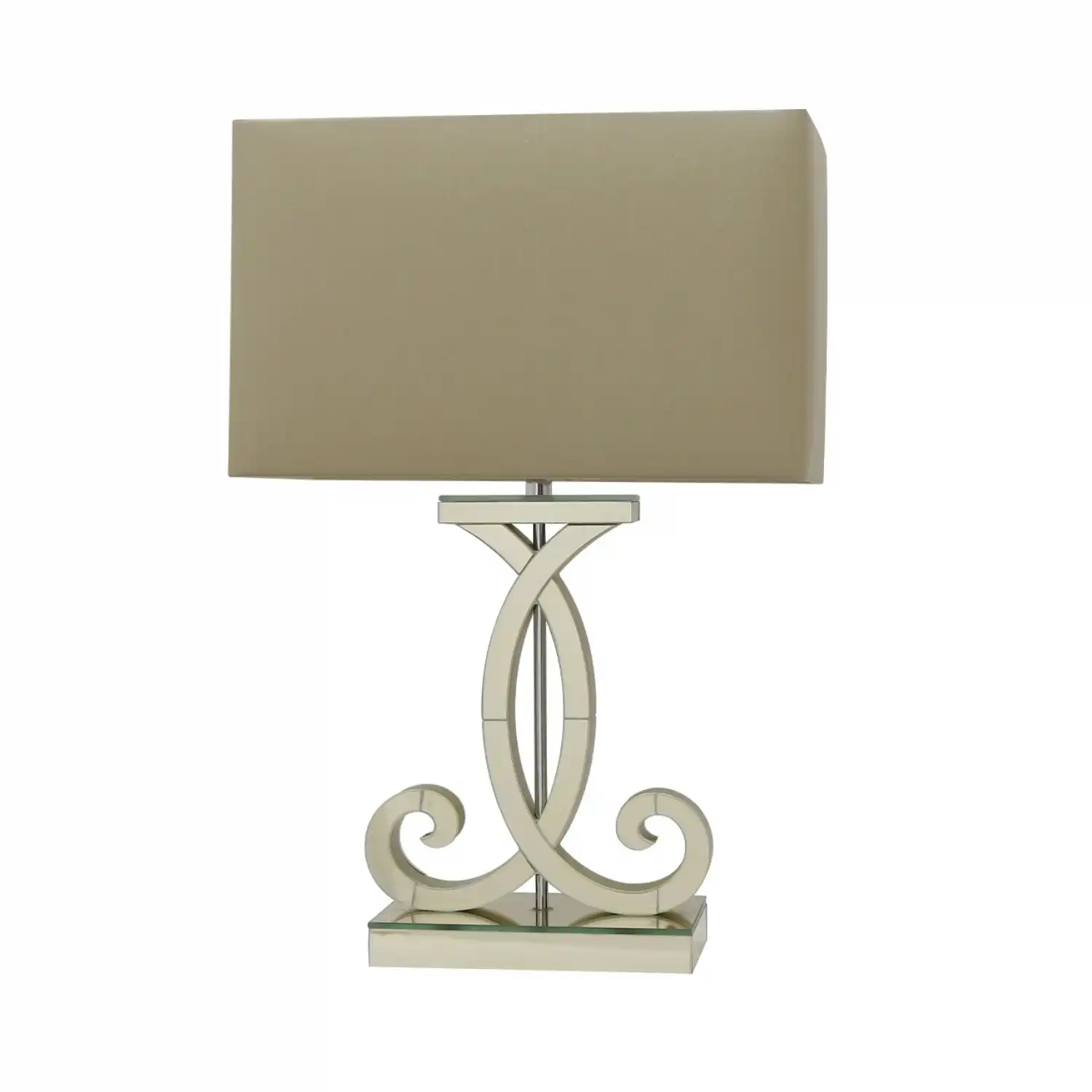 Clear Mirror Table Lamp Champagne Shade