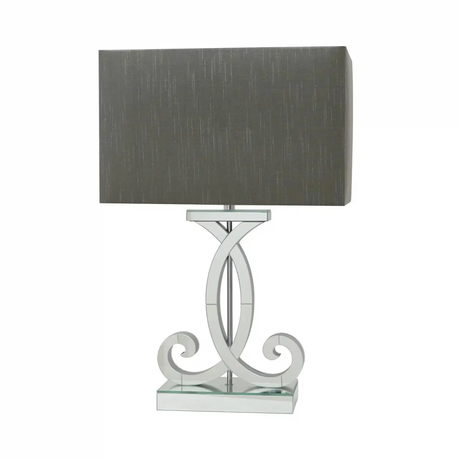 Clear Mirror Table Lamp Grey Shade