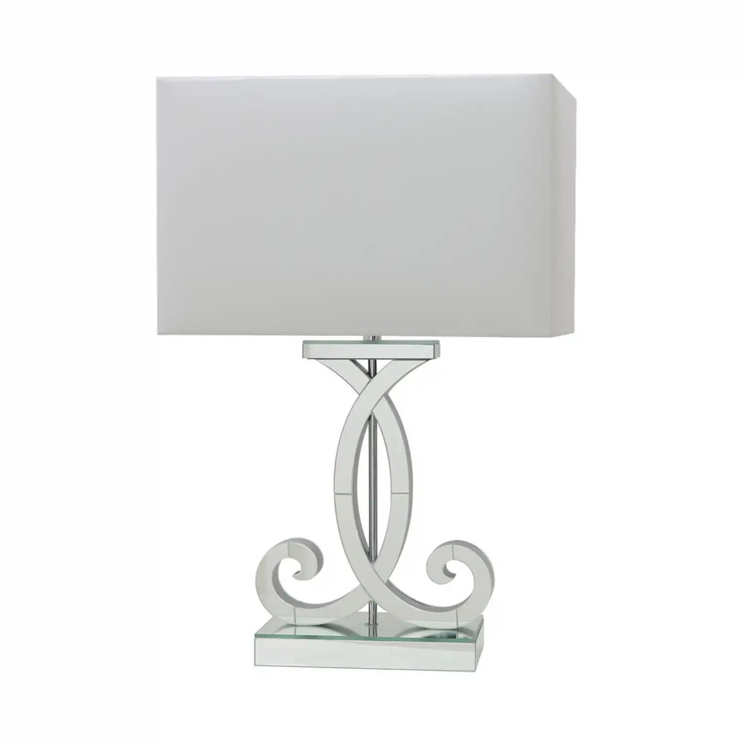 Clear Mirror Table Lamp White Shade