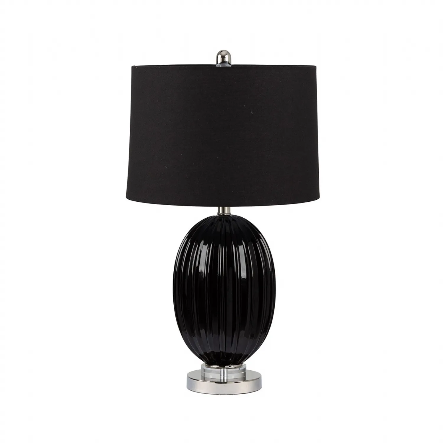 67. 3cm Ribbed Black Table Lamp With Black Linen Shade