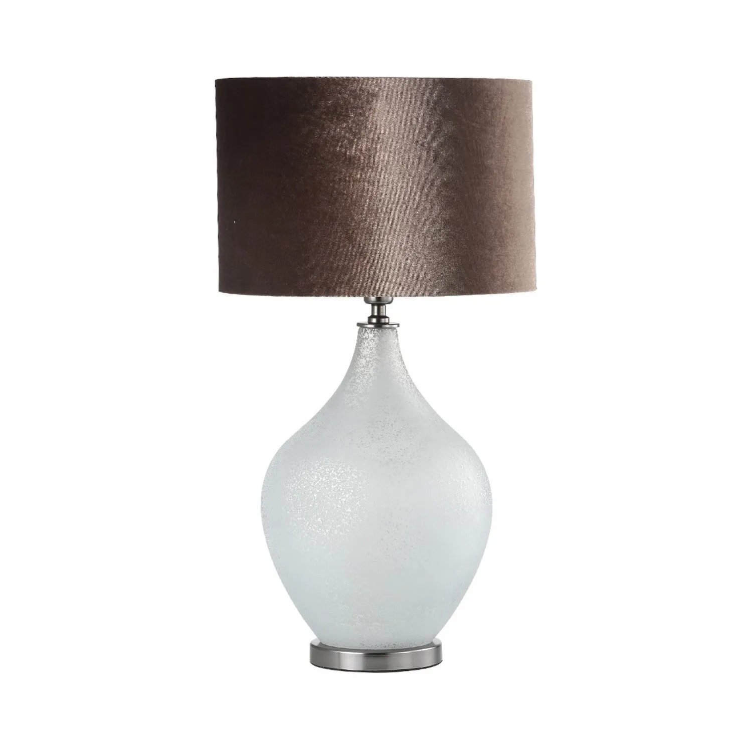 75. 5cm Silver Frost Glass With Mocha Velvet Shade Table Lamp