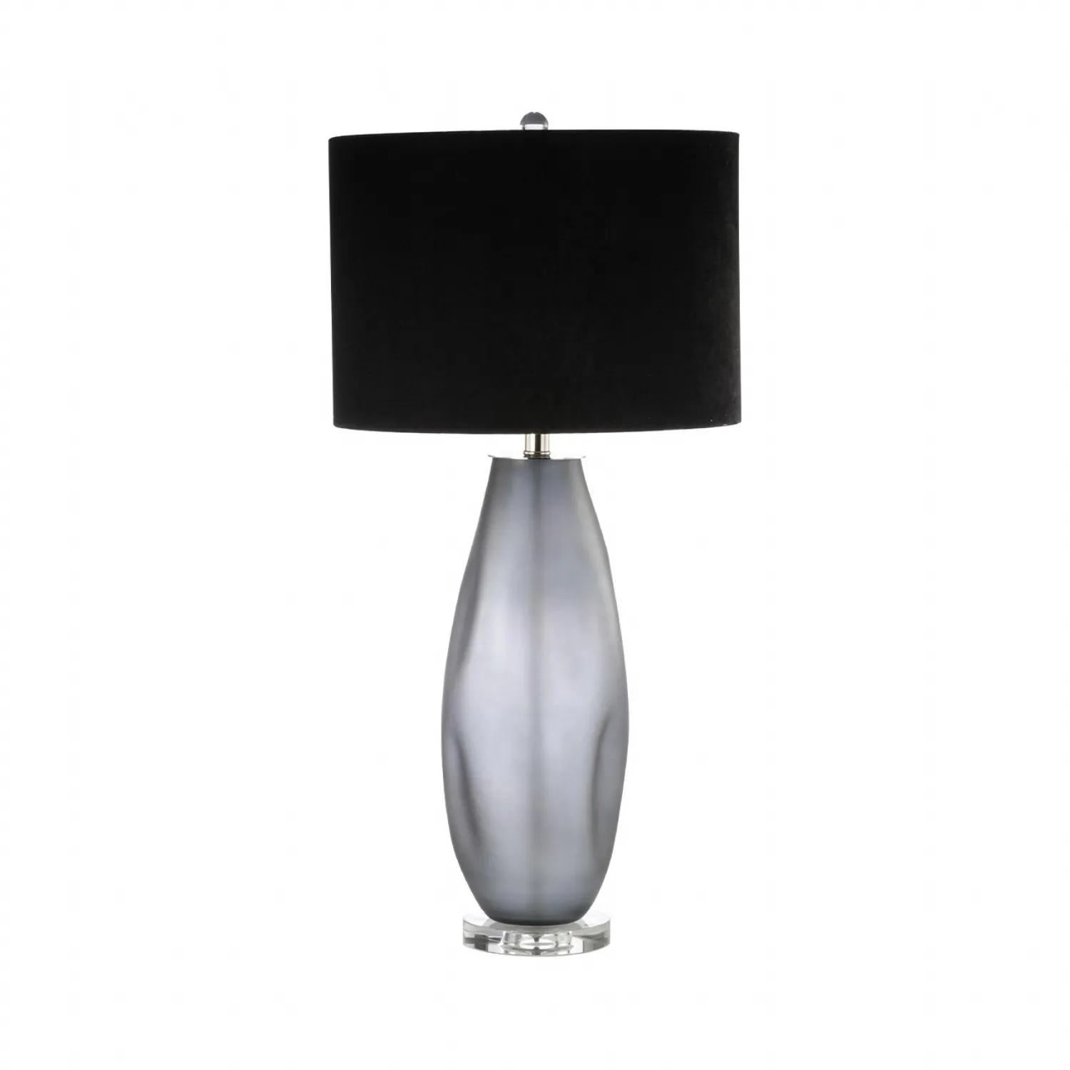 81. 3cm Smoke Glass Table Lamp With Black Velvet Shade