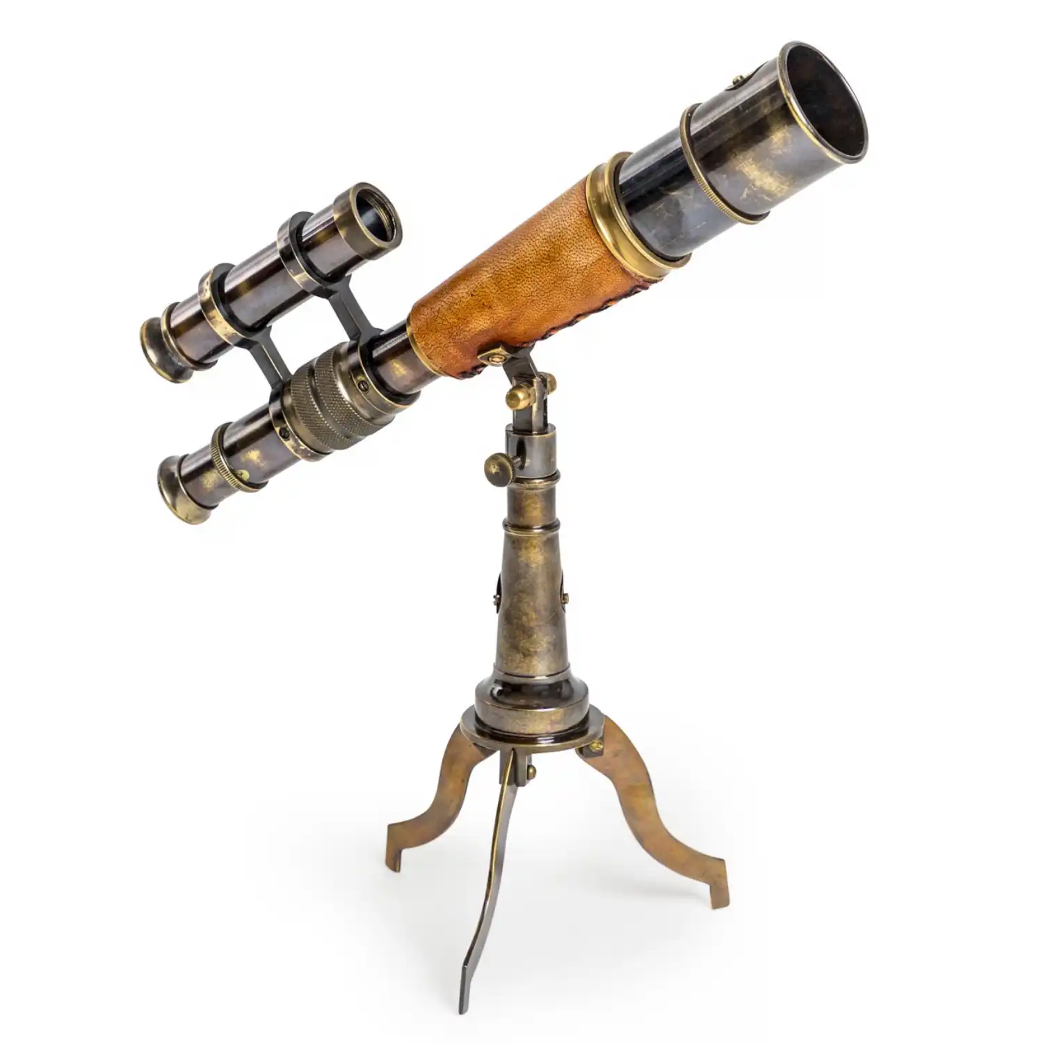 Antiqued Ornamental Telescope On Metal Stand