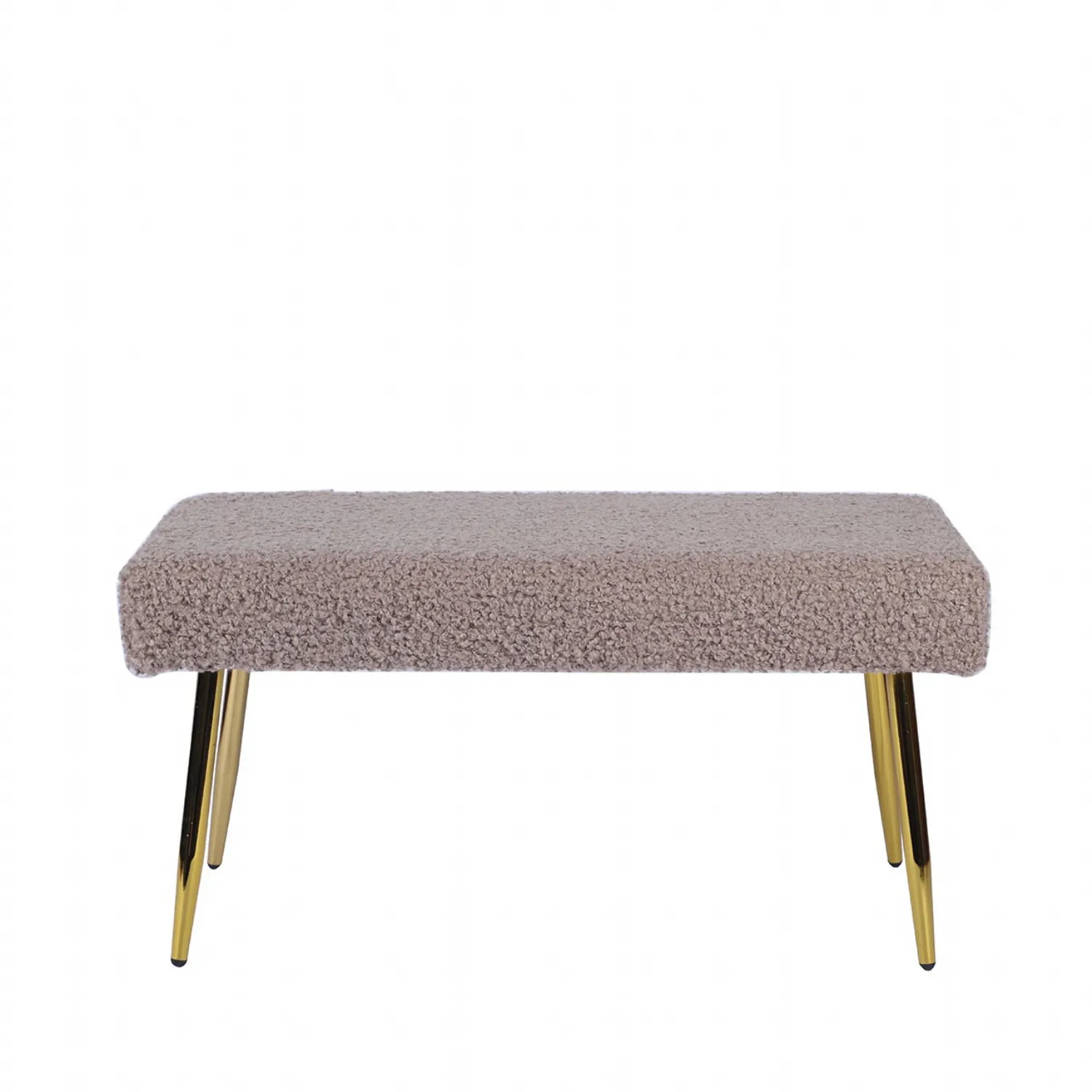 Beige Boucle Bench With Gold Legs