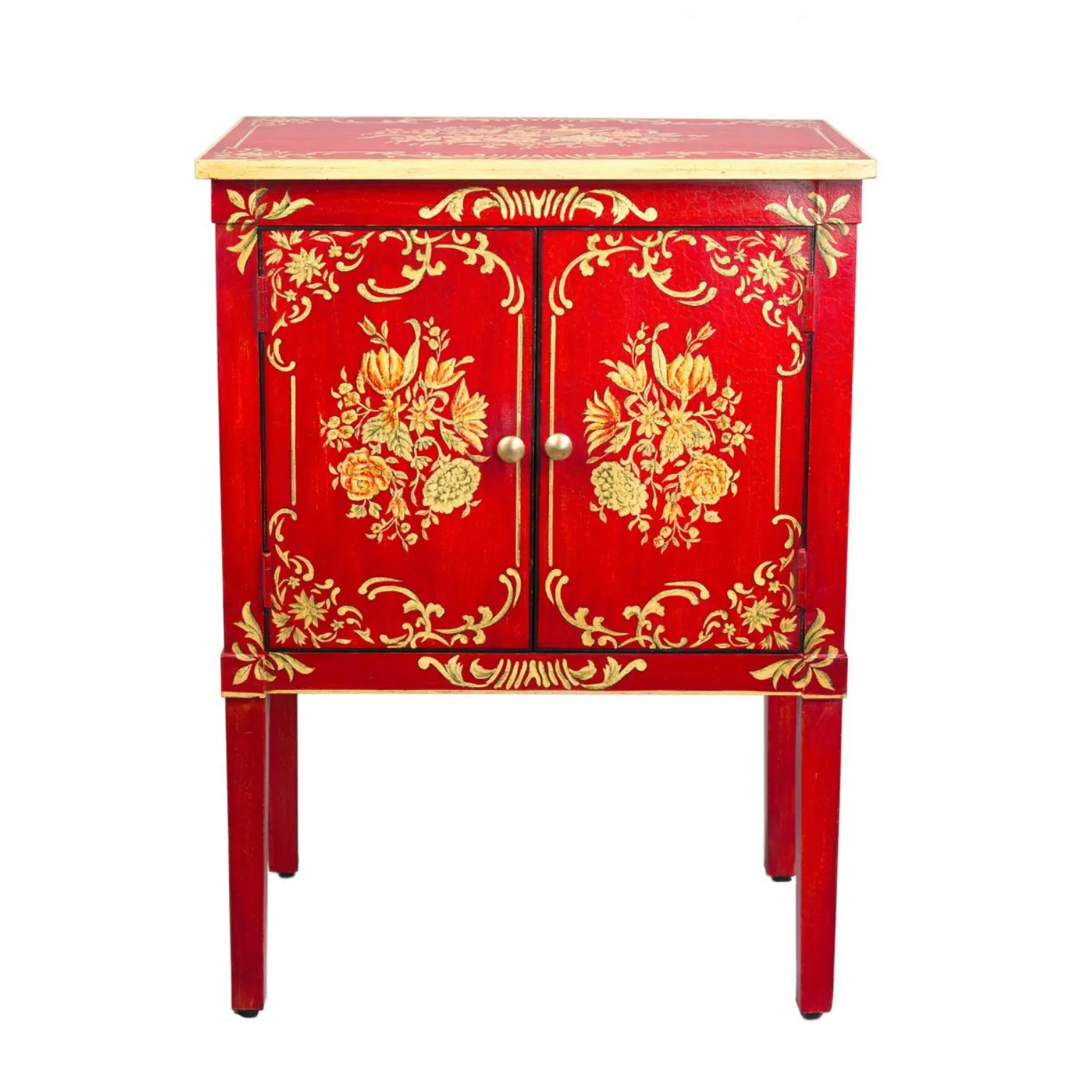 Red Floral Design Cabinet