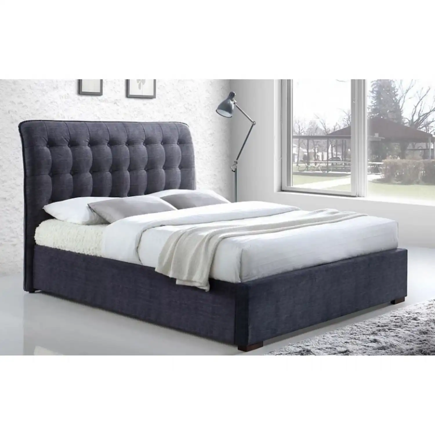 Hampton Light or Dark Grey Fabric Bed Frames
