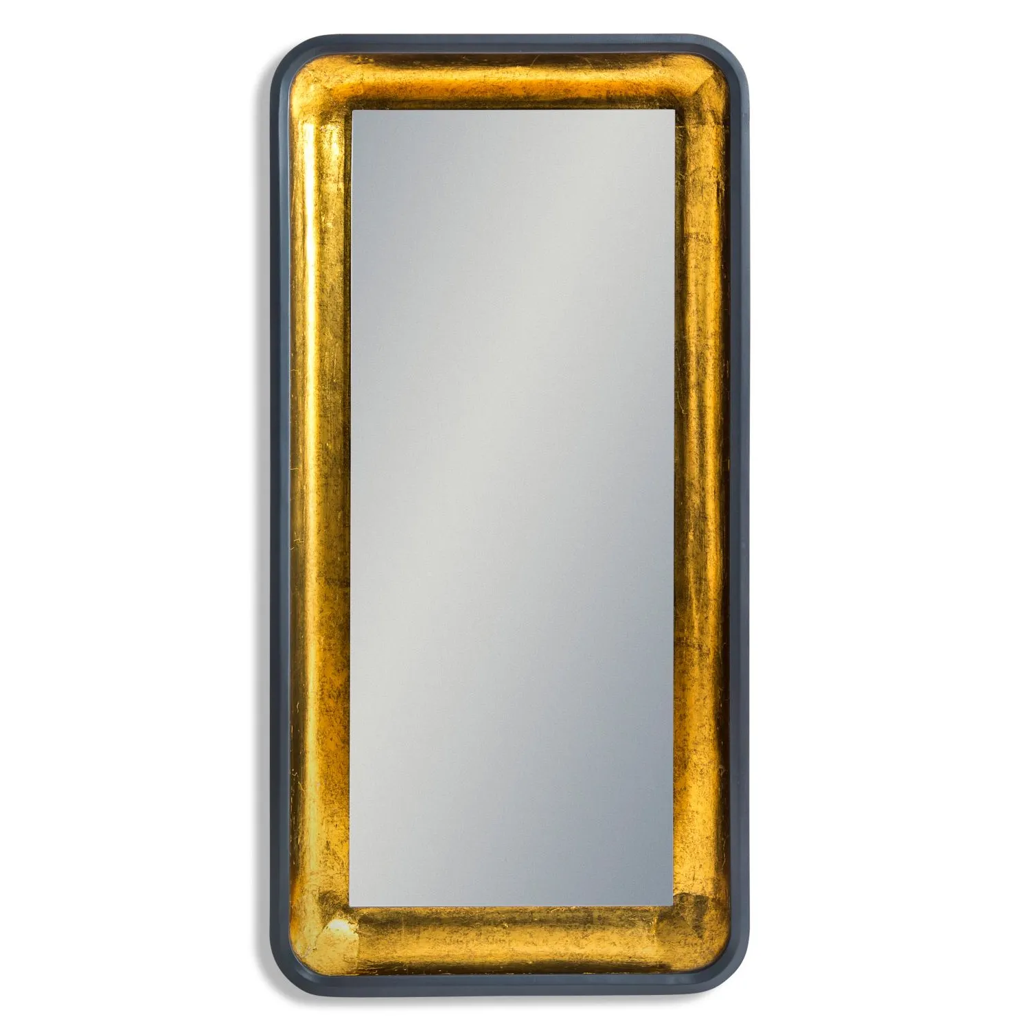 Grey And Gold Rectangular Wall Mirror With Led Lighting