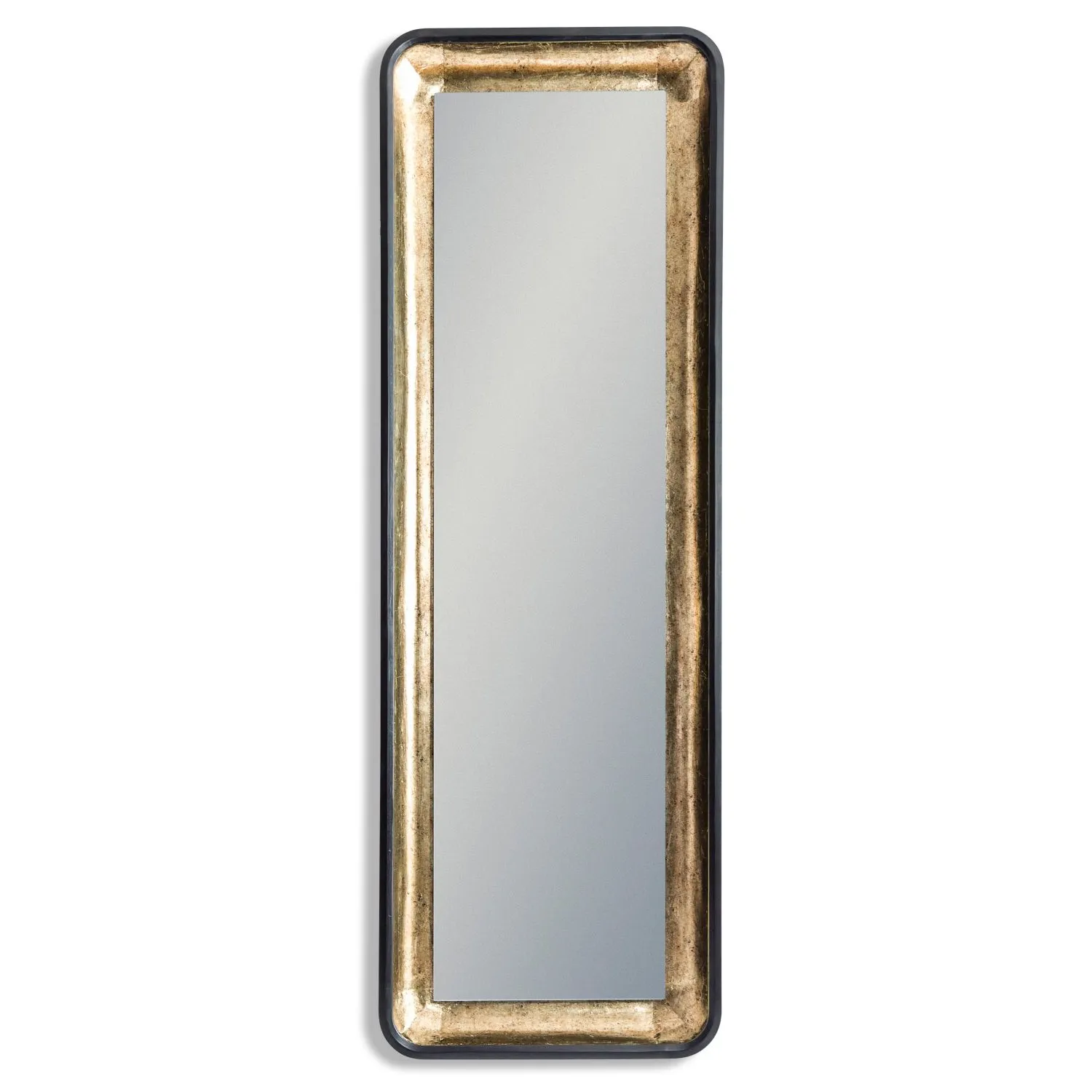 Black And Antique Gold Tall Wall Mirror with Led Lighting