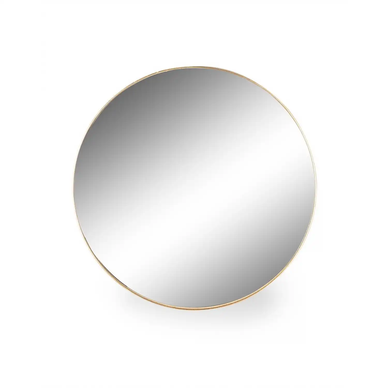 Large Gold Thin Metal Frame Round Wall Mirror