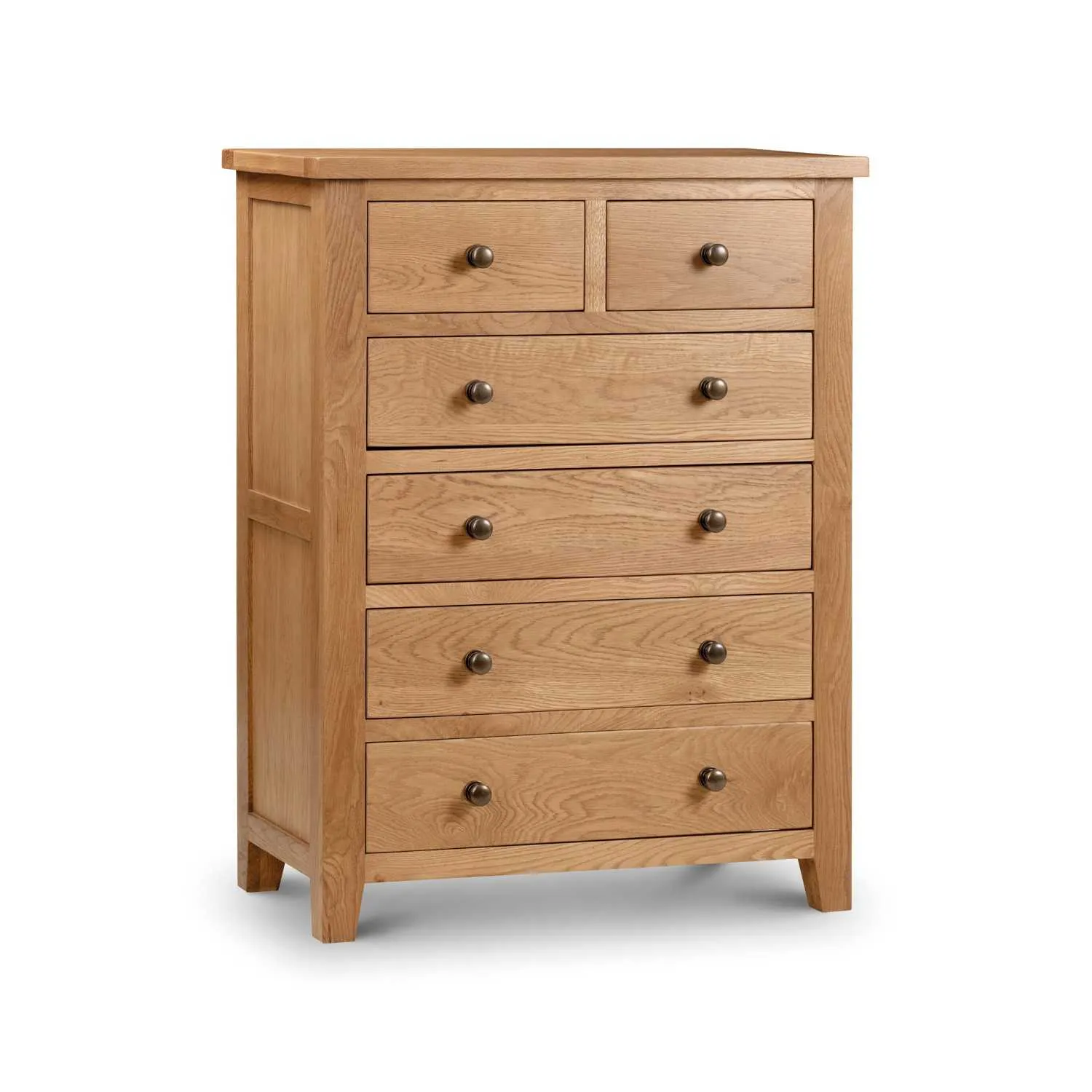 Tall Narrow Oak 7 Drawer Chest of Drawers 48cm Wide