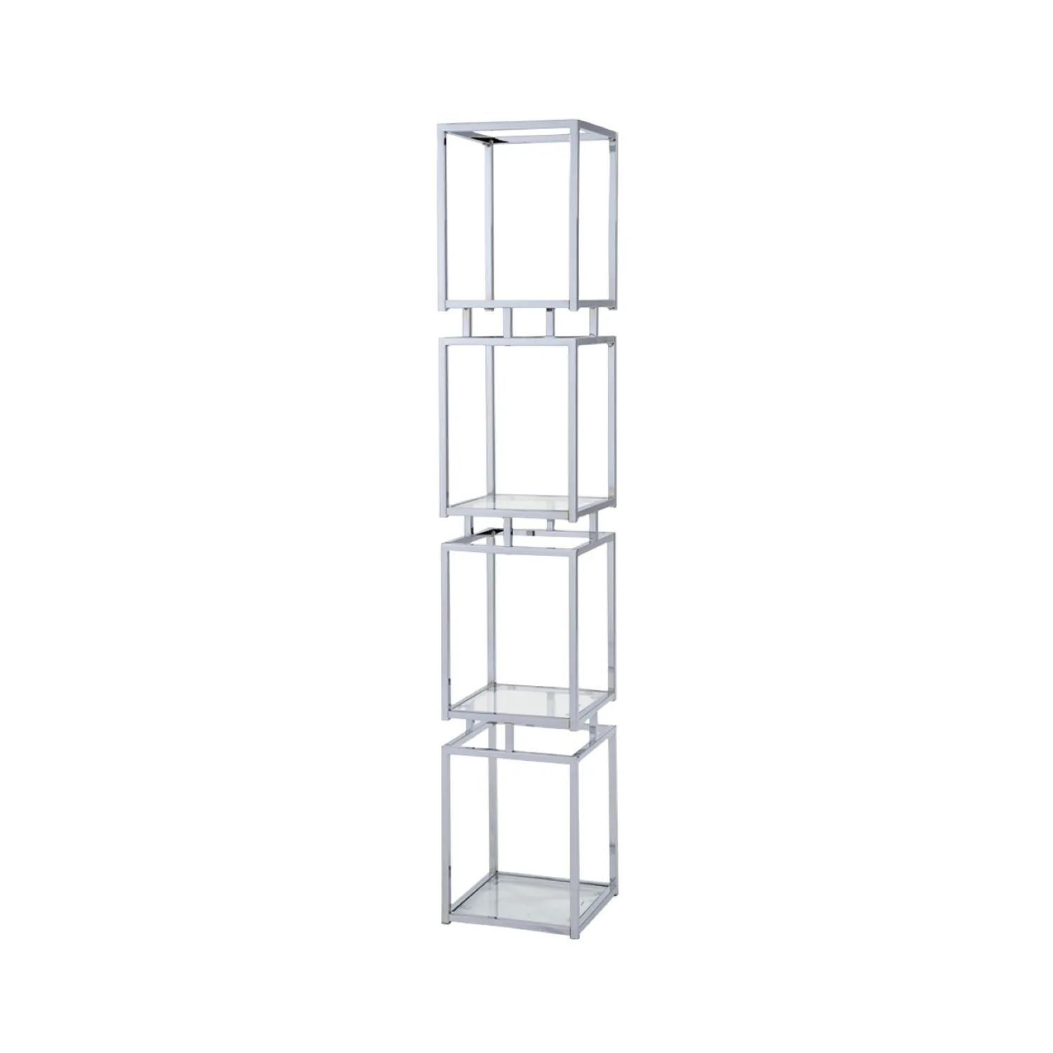 Logan 165. 5cm Chrome And Glass 4 Tiered Square Display Unit