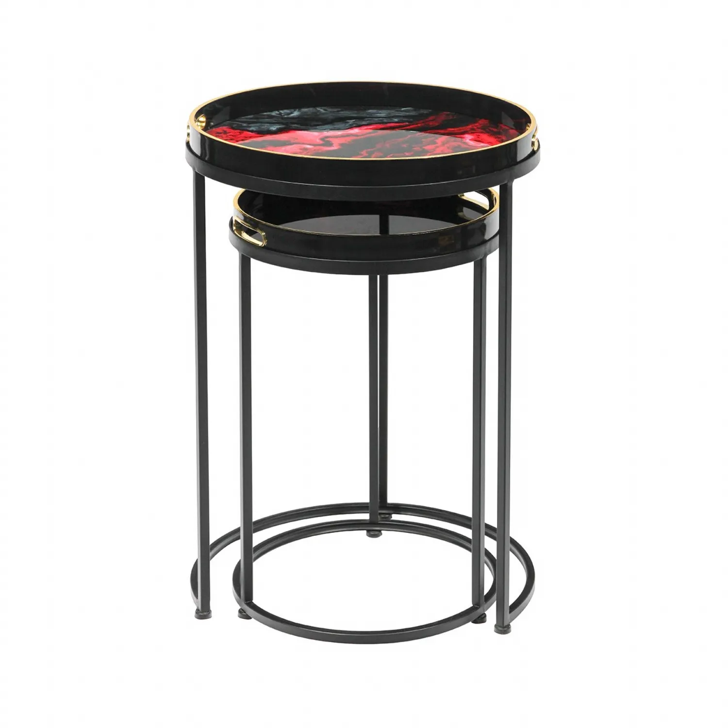 Olin Set Of 2 Red And Black Nesting Tables