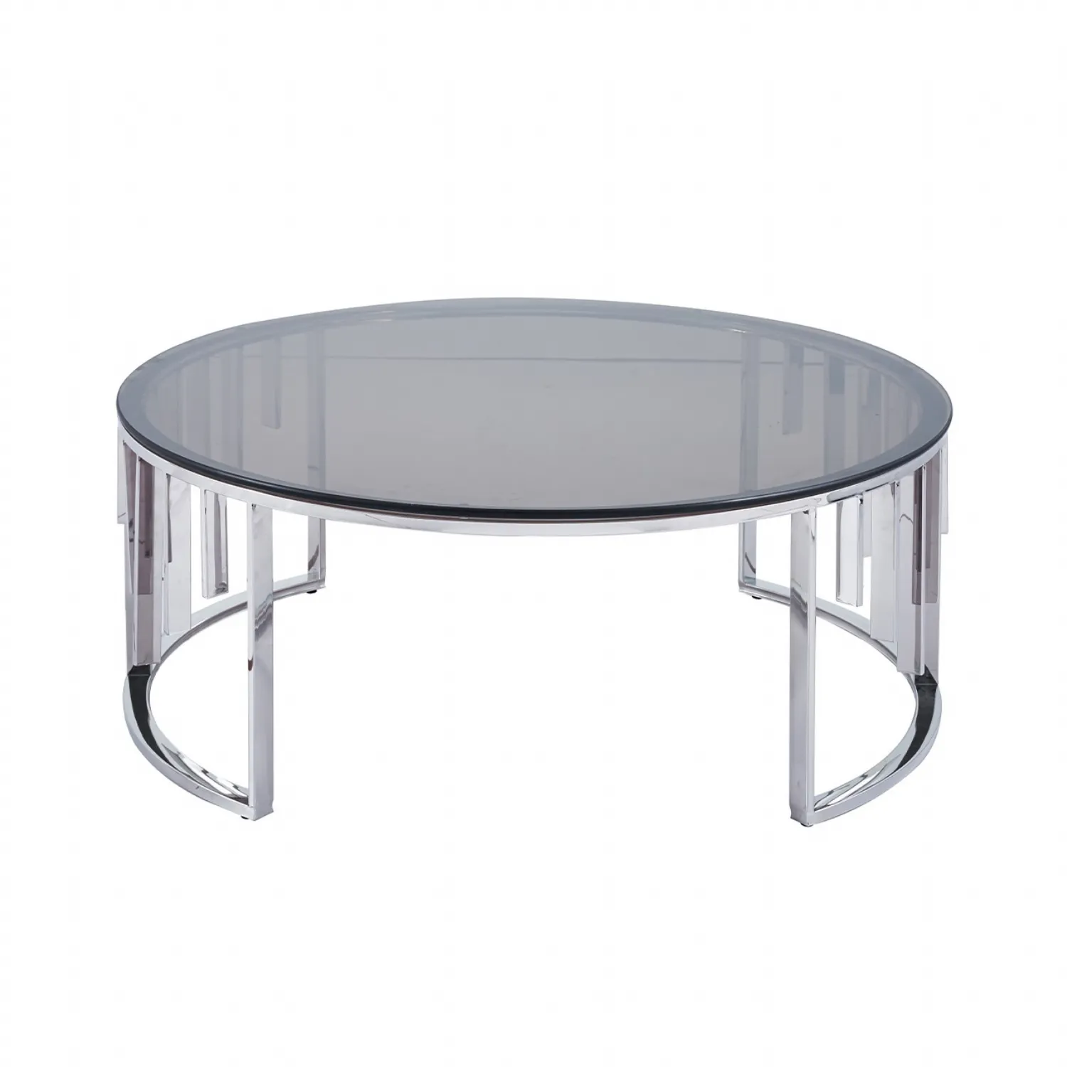 Owen Round Chrome Metal With Smoke Glass Top Coffee Table