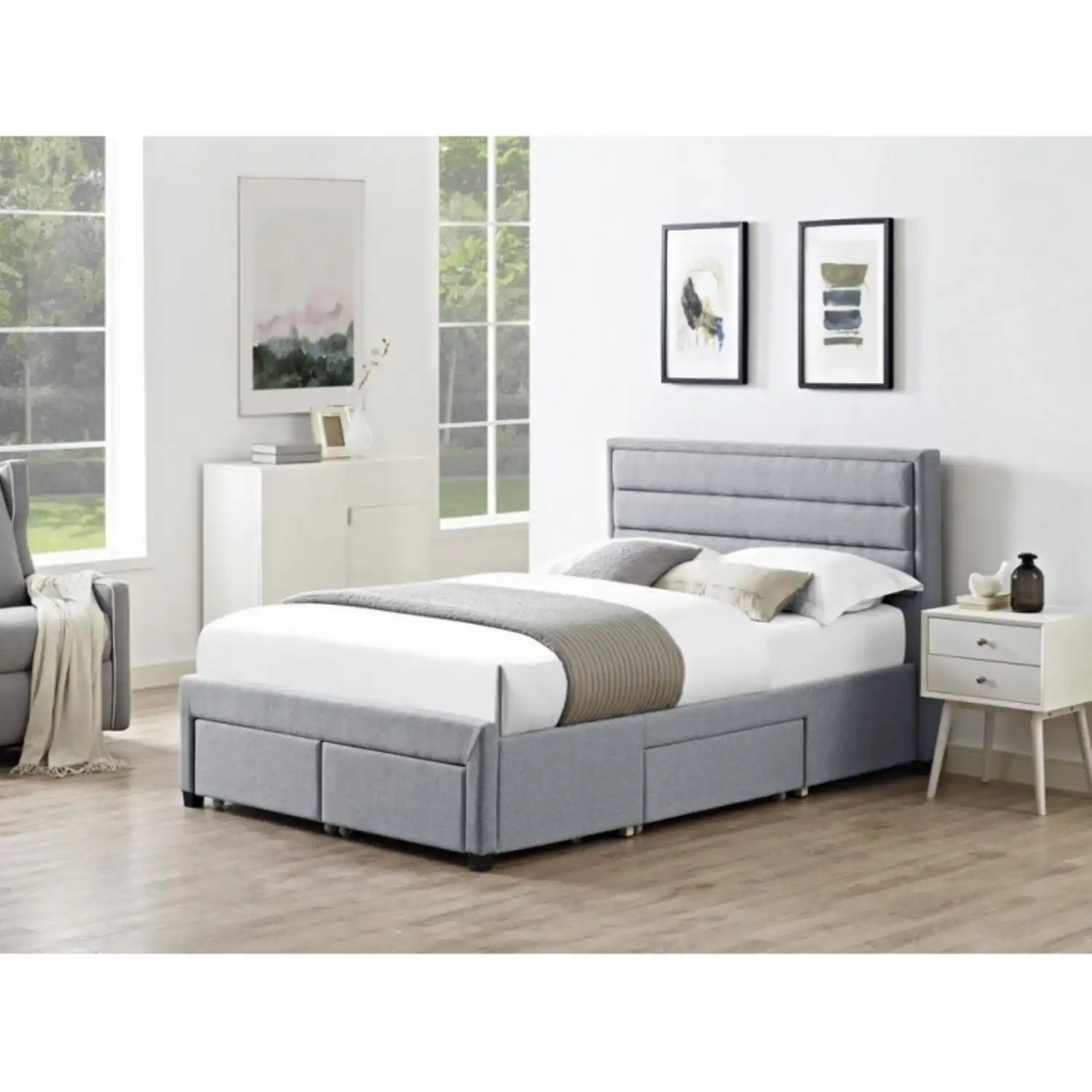Parsley 4 Drawer Grey Fabric Bed