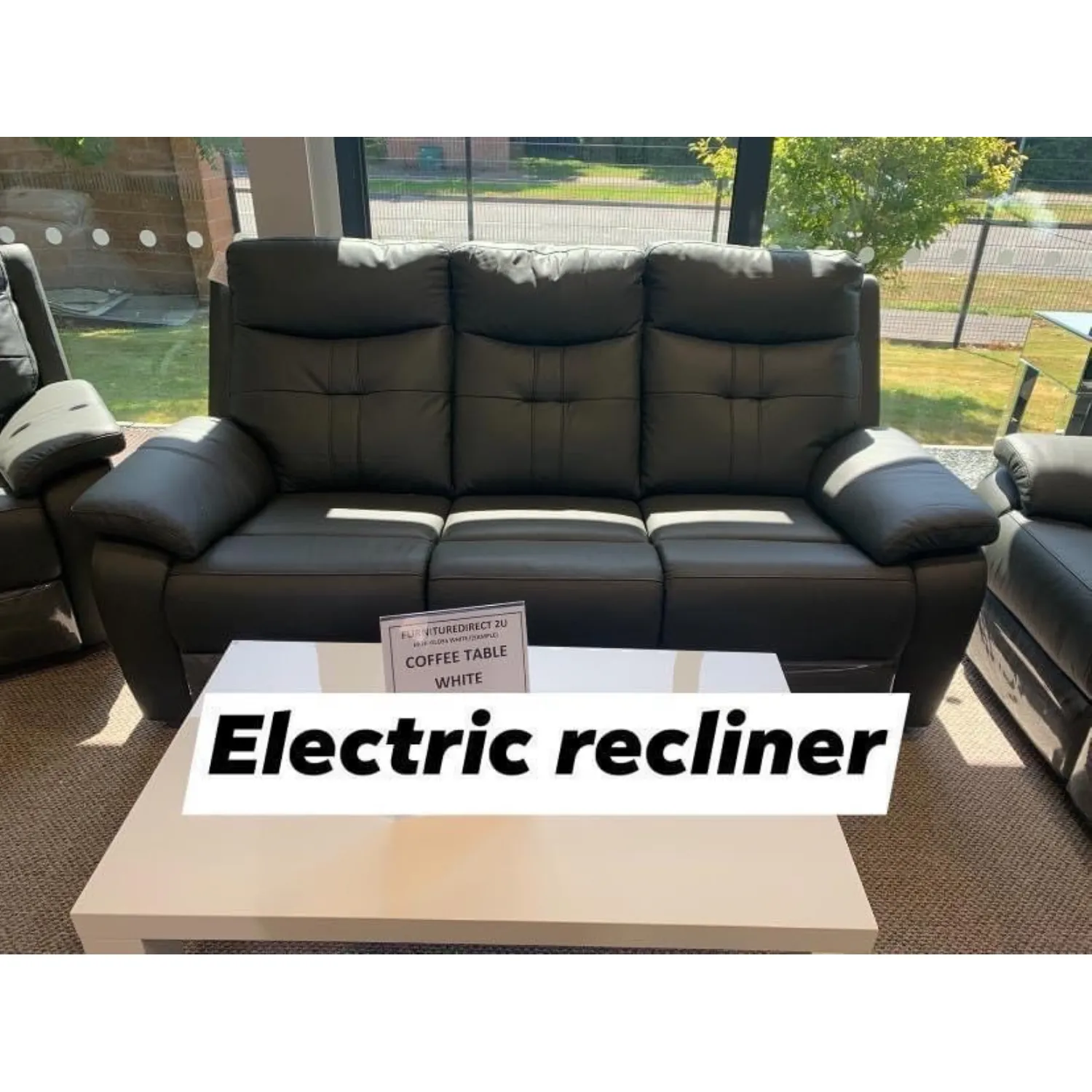 Charcoal Grey Italian Leather Electric 3 Seater Recliner Sofa