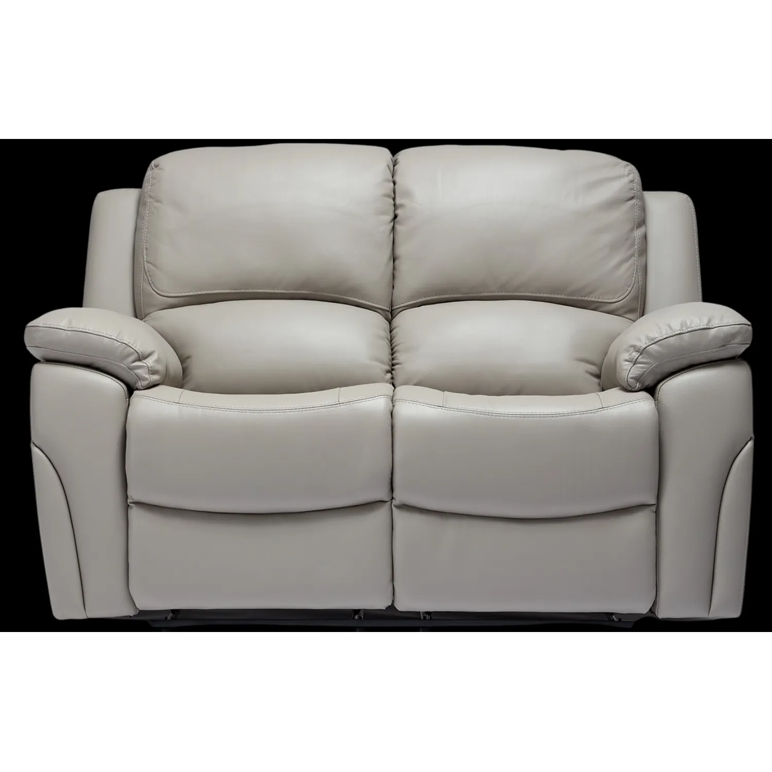 2 Seater Leather Recliner Sofa in Pearl Grey, Black or Sky Blue