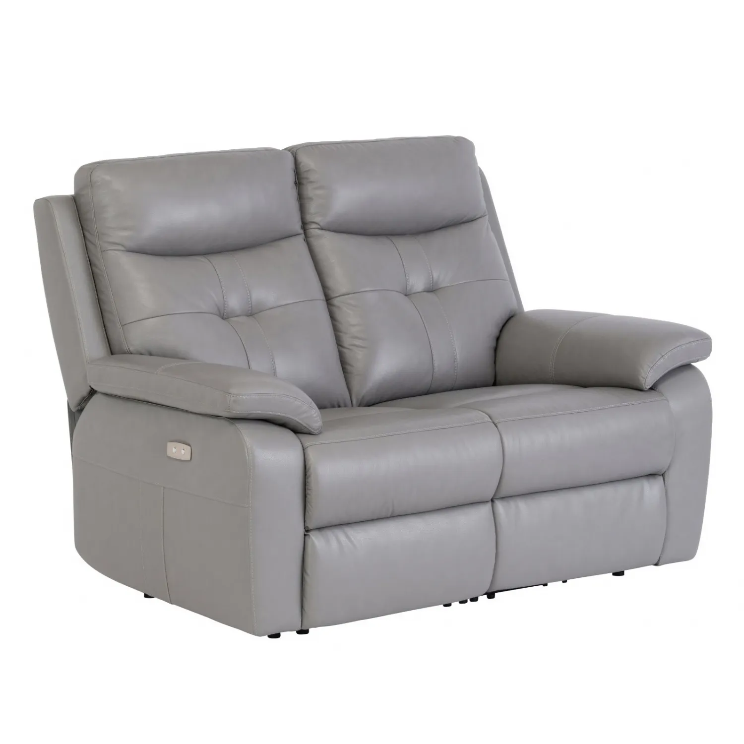 Grey Italian Leather Electric Recliner 2 Seater Sofa