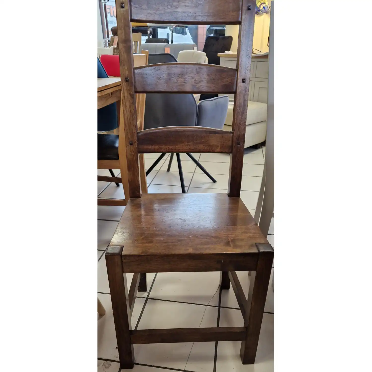 Solid Wood Ladderback Chairs in Dark Stain x 4